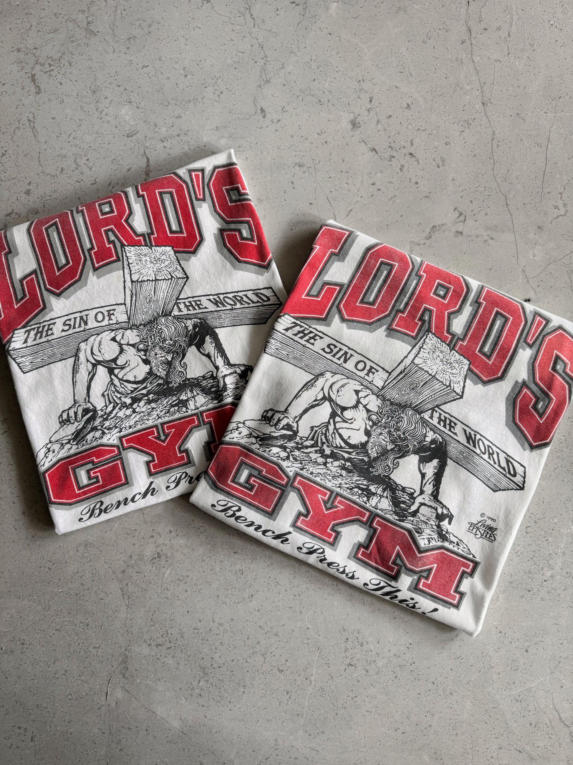 (BOXY L) 90’S VINTAGE LORD’S GYM JESÚS TEE