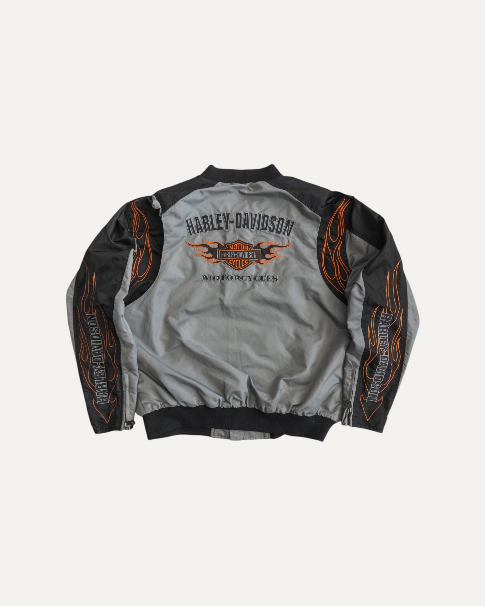(BOXY L) VINTAGE HARLEY DAVIDSON FLAMES BOMBER JACKET