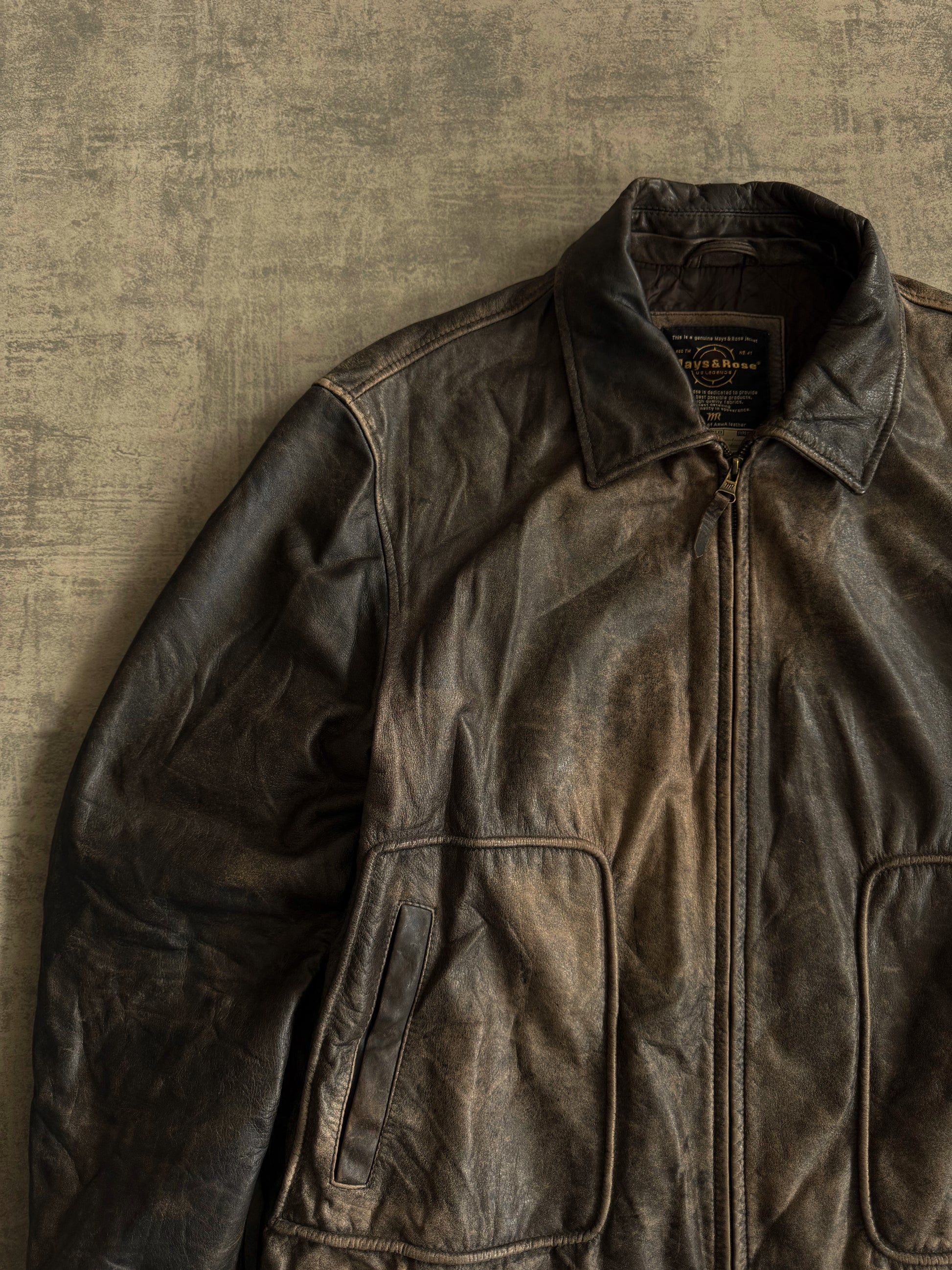 (L) VINTAGE MAY&ROSE FADED LEATHER JACKET