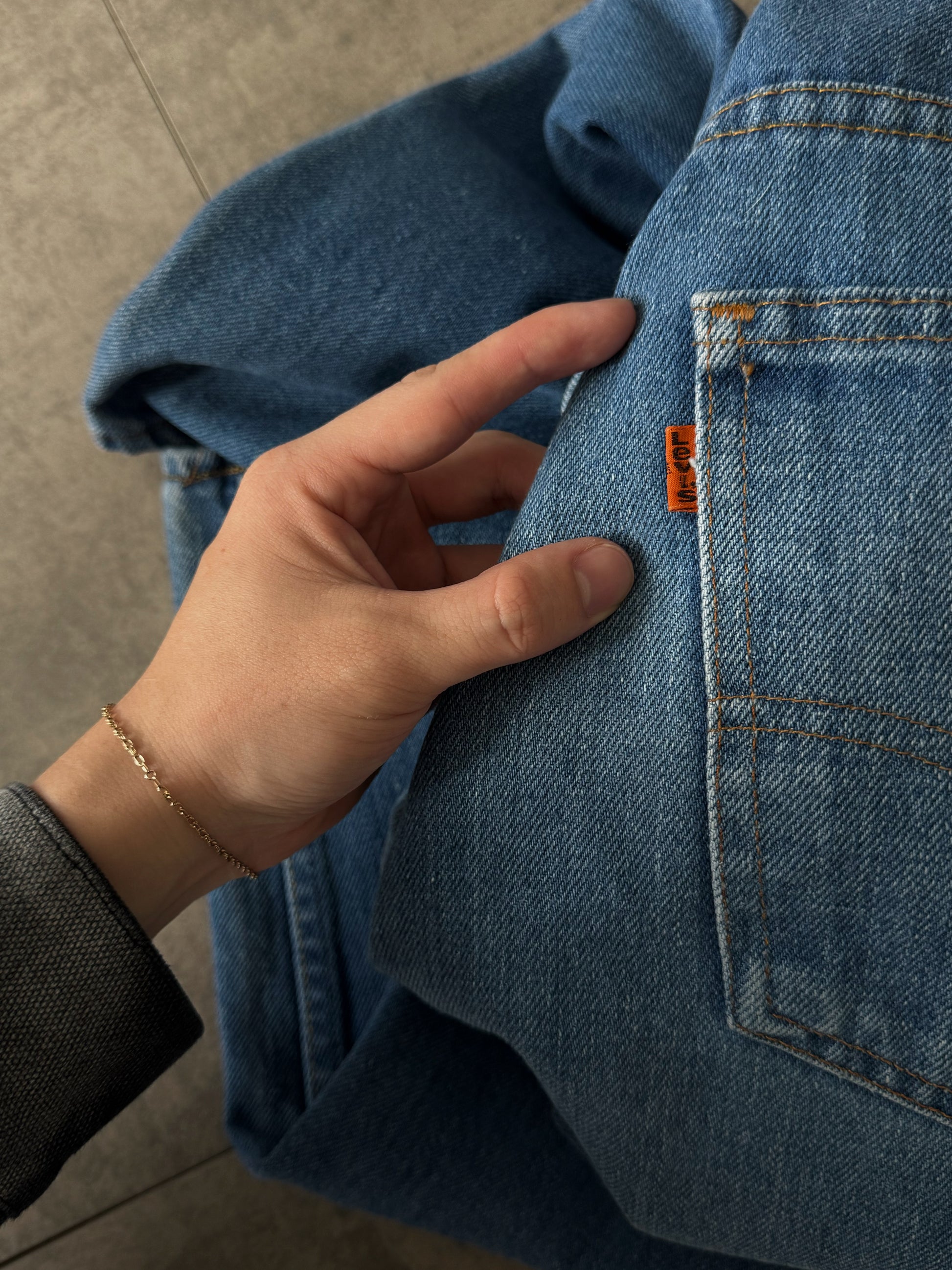 1970’S VINTAGE LEVIS TAB ORANGE DENIM COWBOY PANTS - 32x32