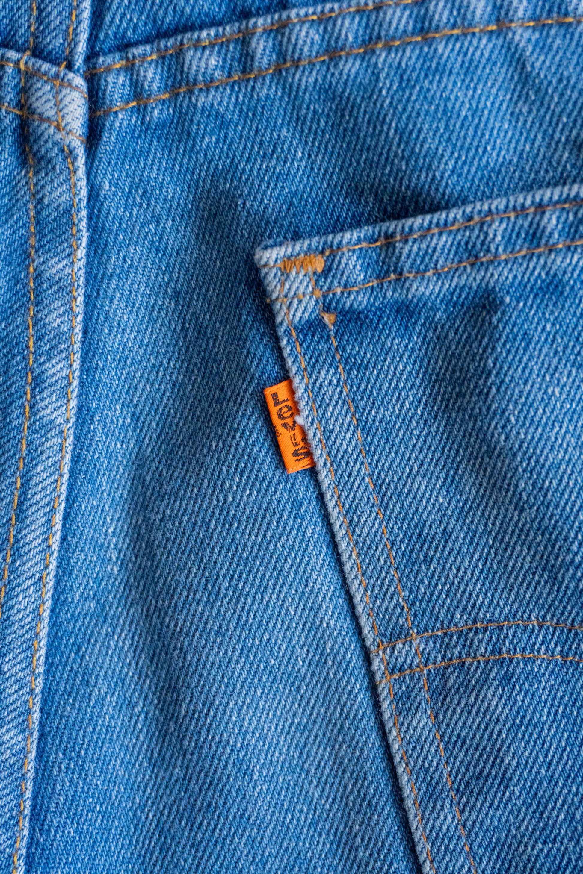 1970’S VINTAGE LEVIS TAB ORANGE DENIM COWBOY PANTS - 32x32