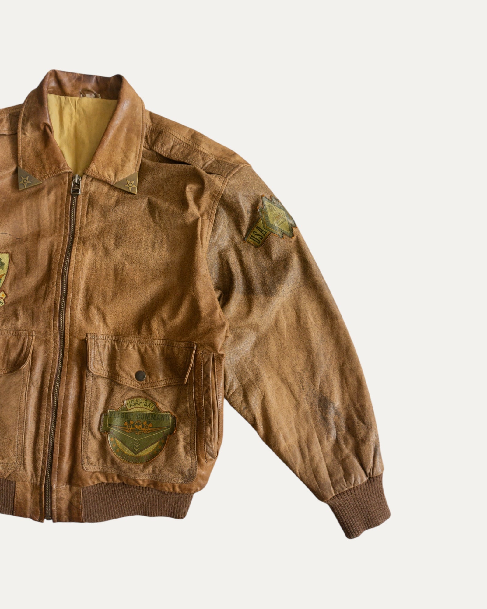 (M) 90’S VINTAGE PILOT LEATHER BOMBER JACKET