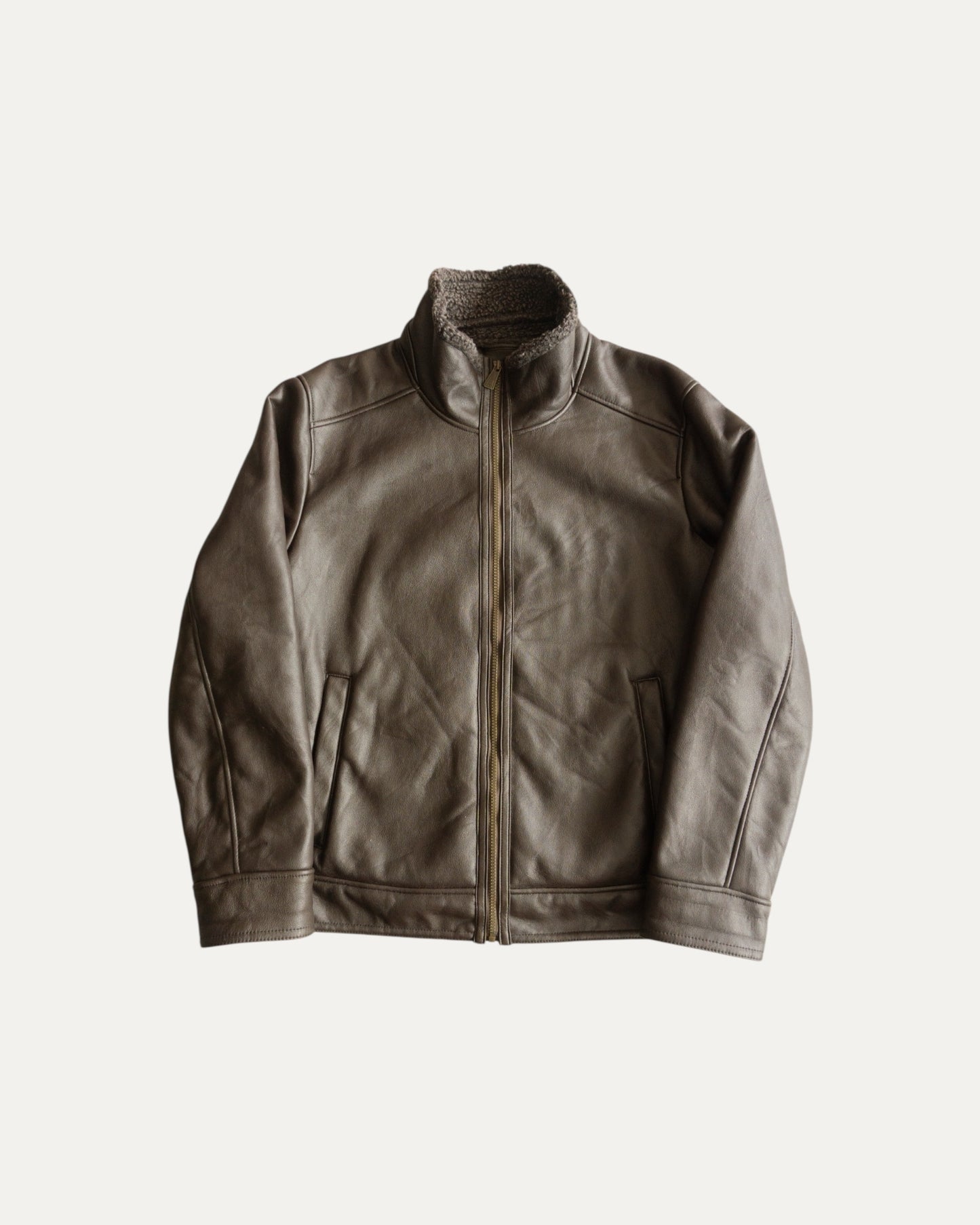 (L) RAINFOREST LEATHER SHERPA JACKET