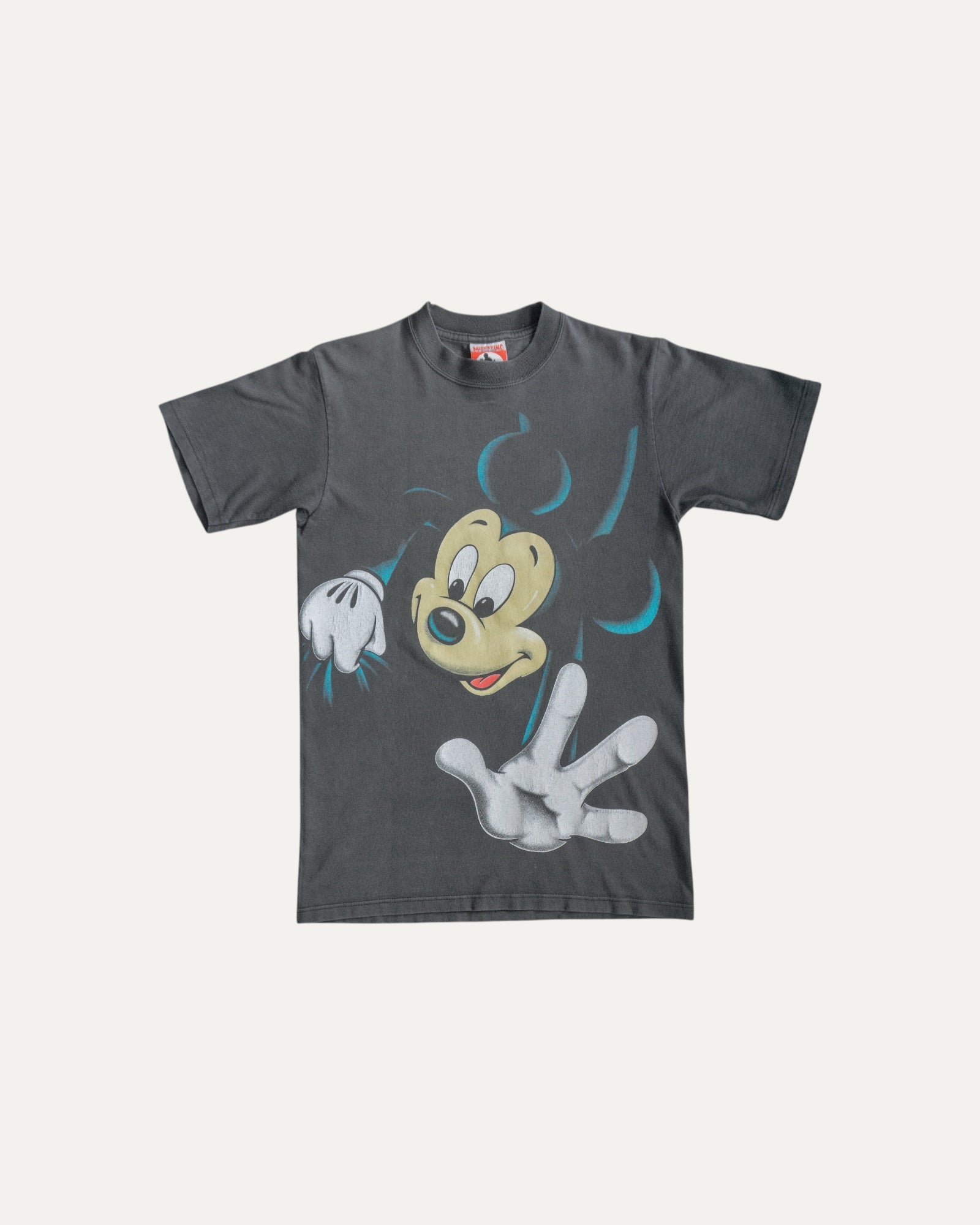 (S-M) 90’S VINTAGE MICKEY MOUSE HEADSTOCK DOUBLE BIG PRINT FADED TEE
