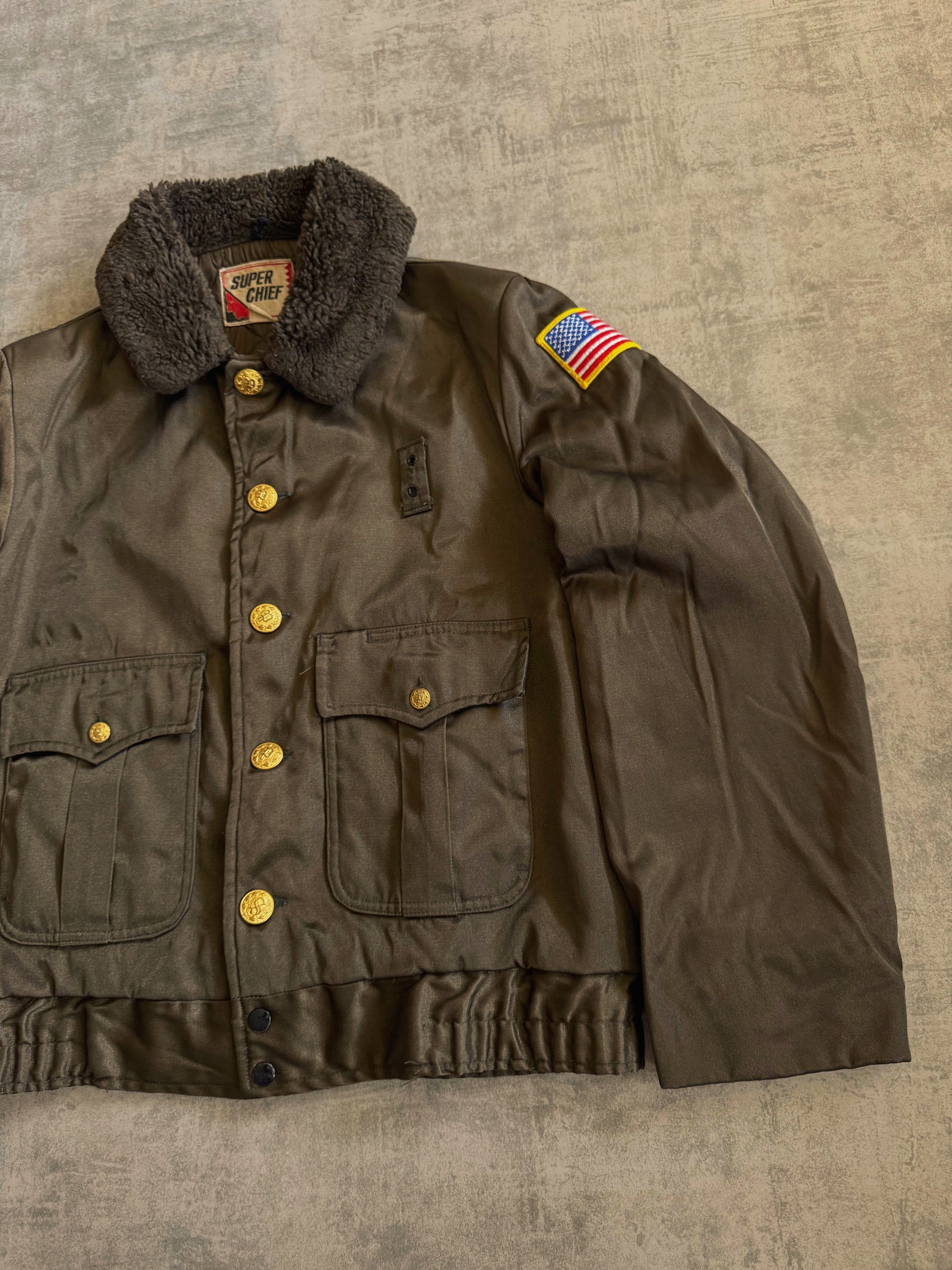 (M) 1960’S VINTAGE SÚPER CHIEF POLICE BOMBER AVIATION JACKET