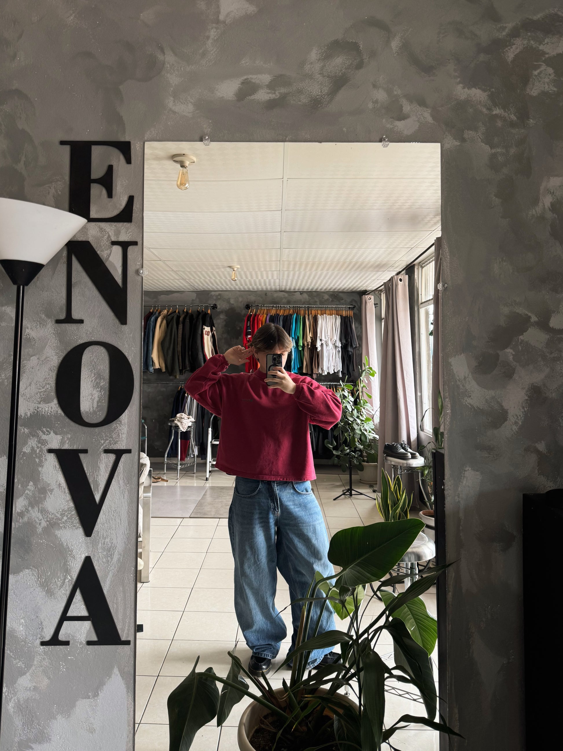 (BOXY M) 90’S VINTAGE RUSSELL PINK BOXY CREWNECK
