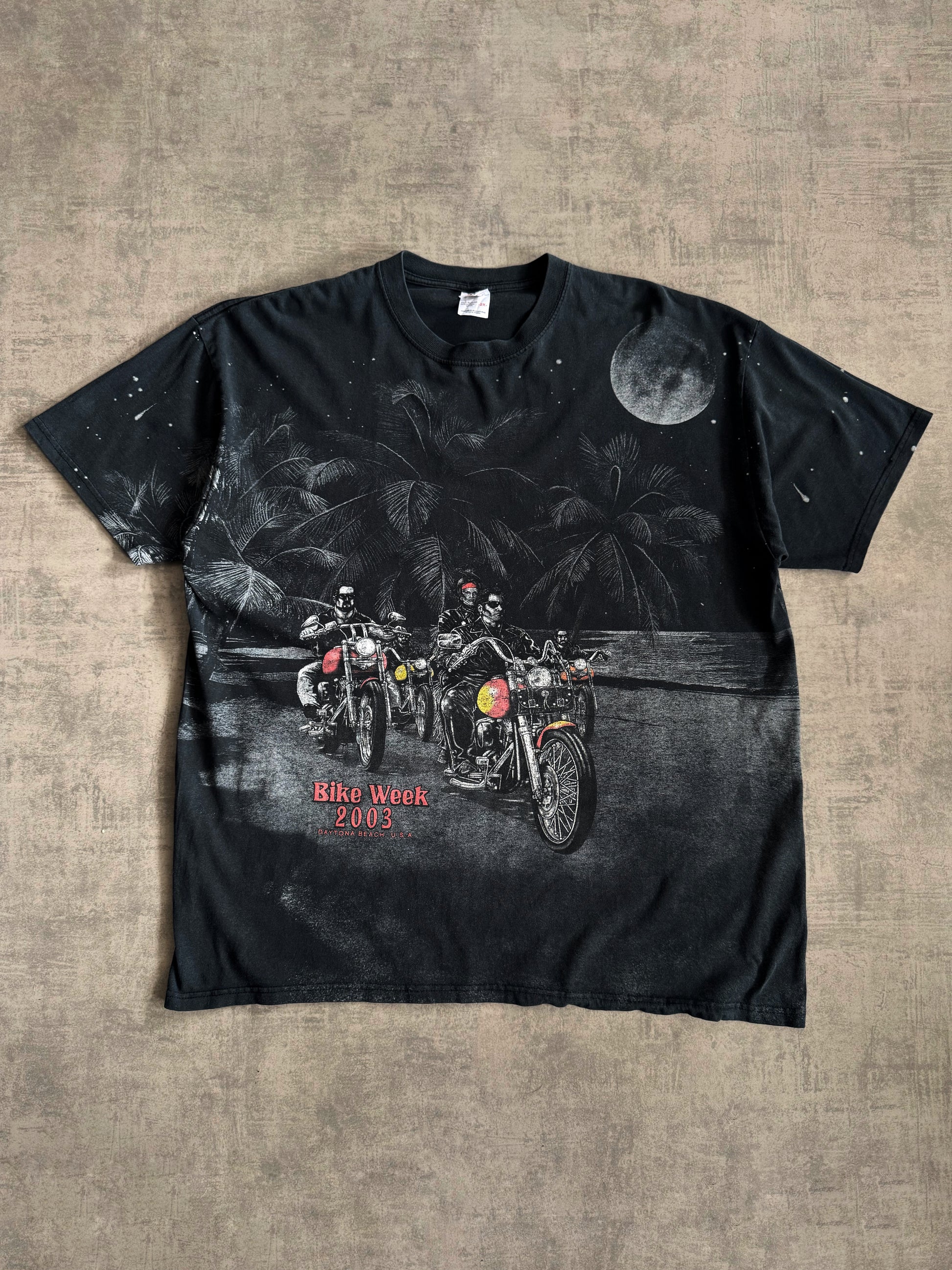 (FIT XL) 2003 VINTAGE HARLEY DAVIDSON BIKE WEEK AOP TEE