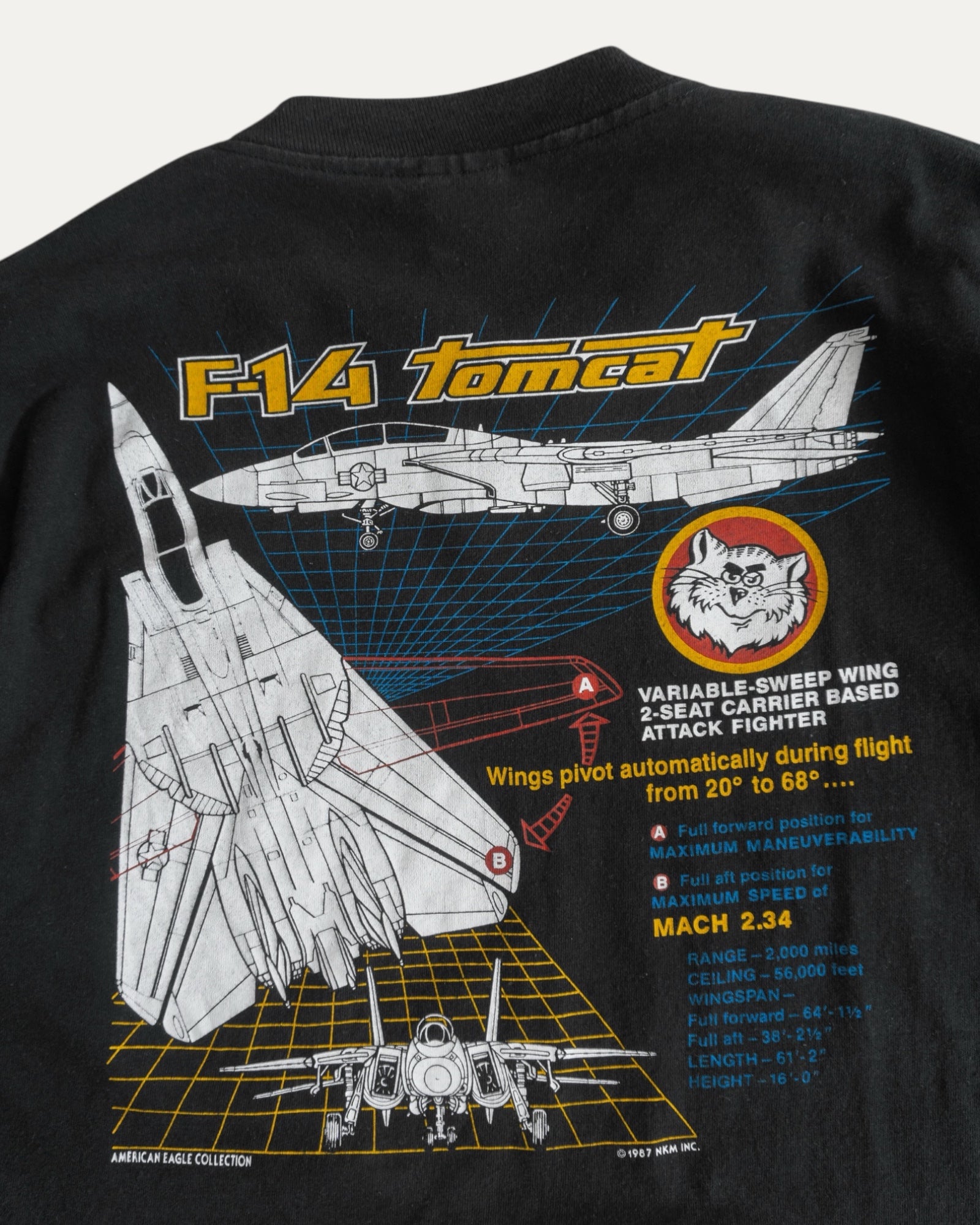 (L/XL) 80’S VINTAGE RARE TOPGUN TOM CAT F-14 TEE