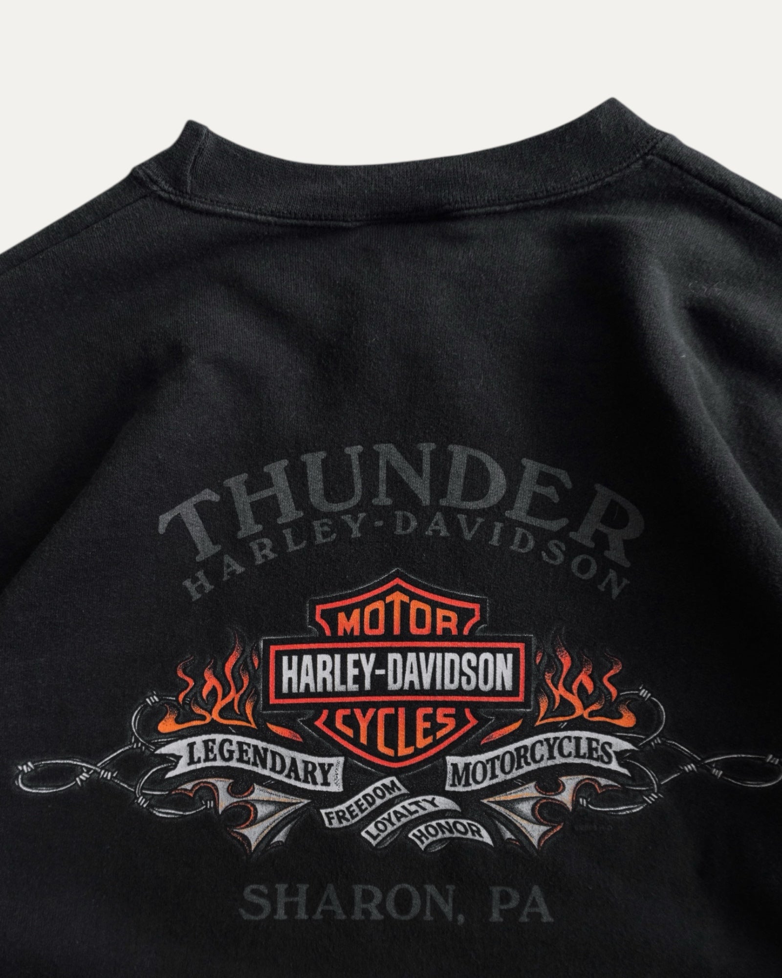 (BOXY M) VINTAGE HARLEY DAVIDSON THUNDER FLAMES CREWNECK