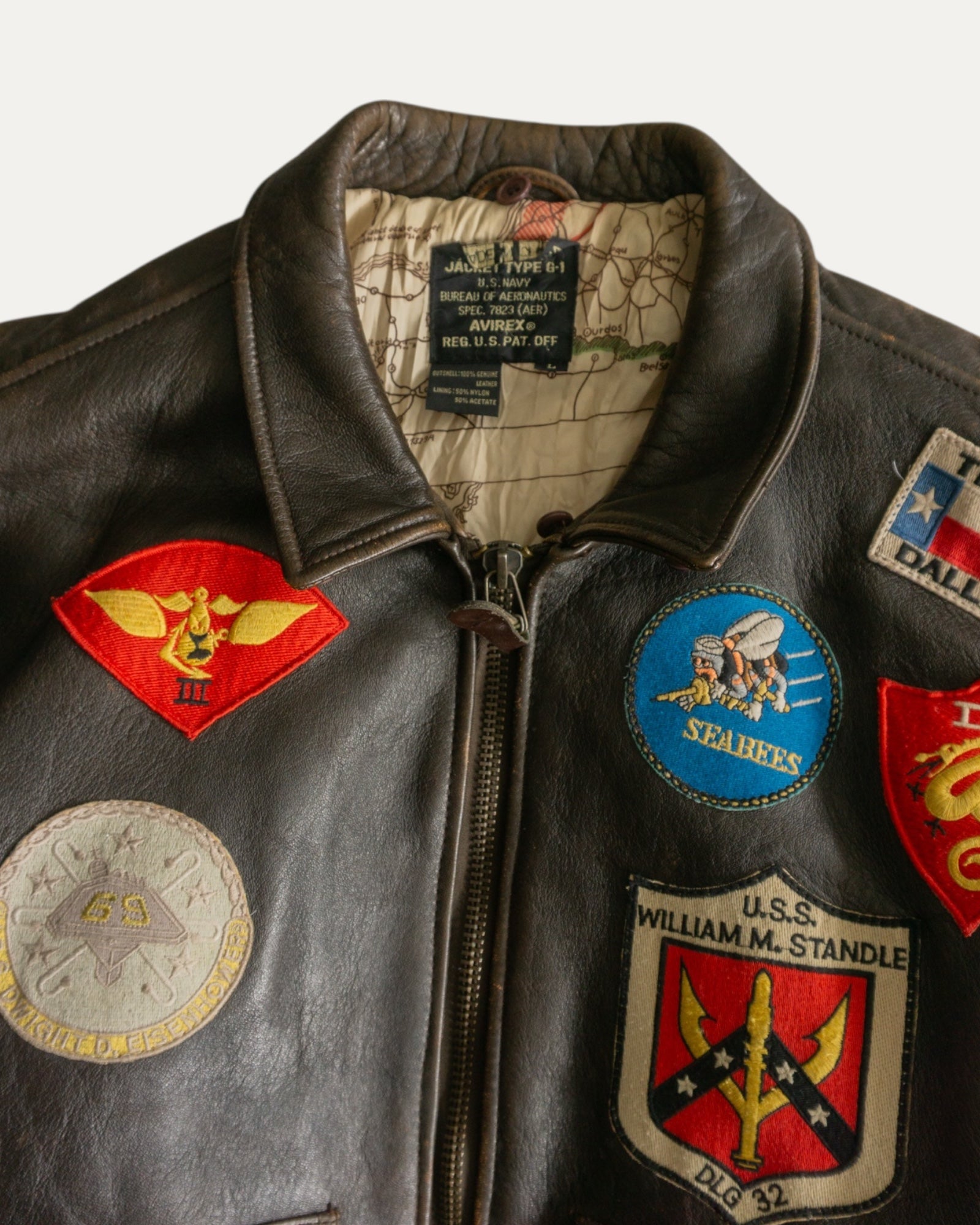 (L) RARE VINTAGE AVIREX LEATHER TYPE G-1 TOP GUN JACKET