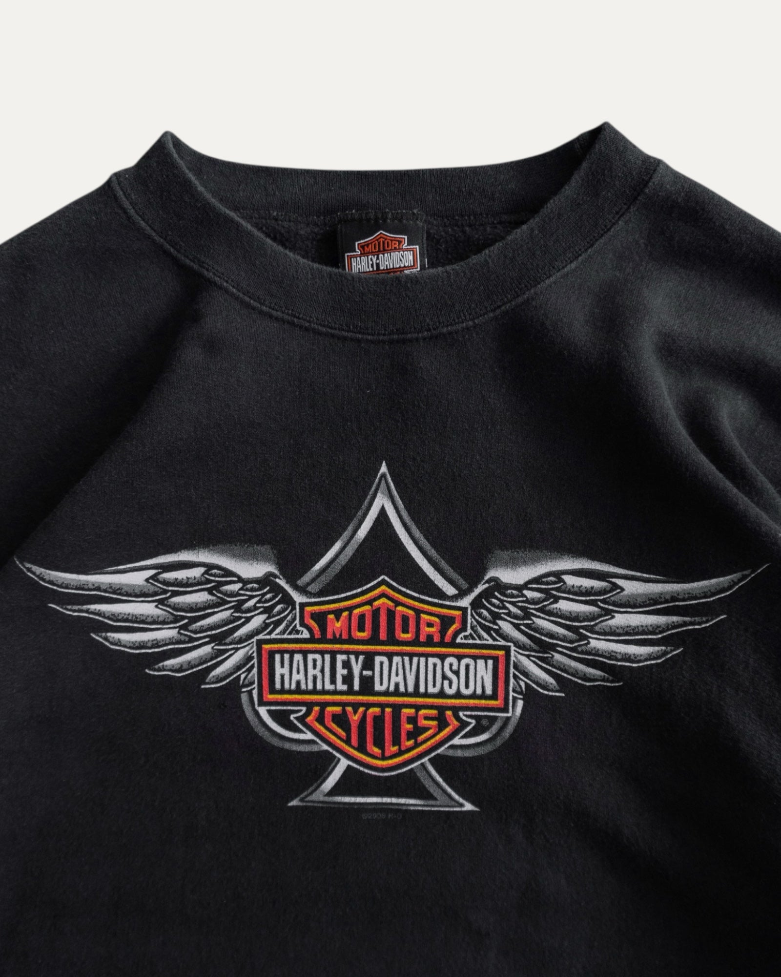 (BOXY M) VINTAGE HARLEY DAVIDSON THUNDER FLAMES CREWNECK
