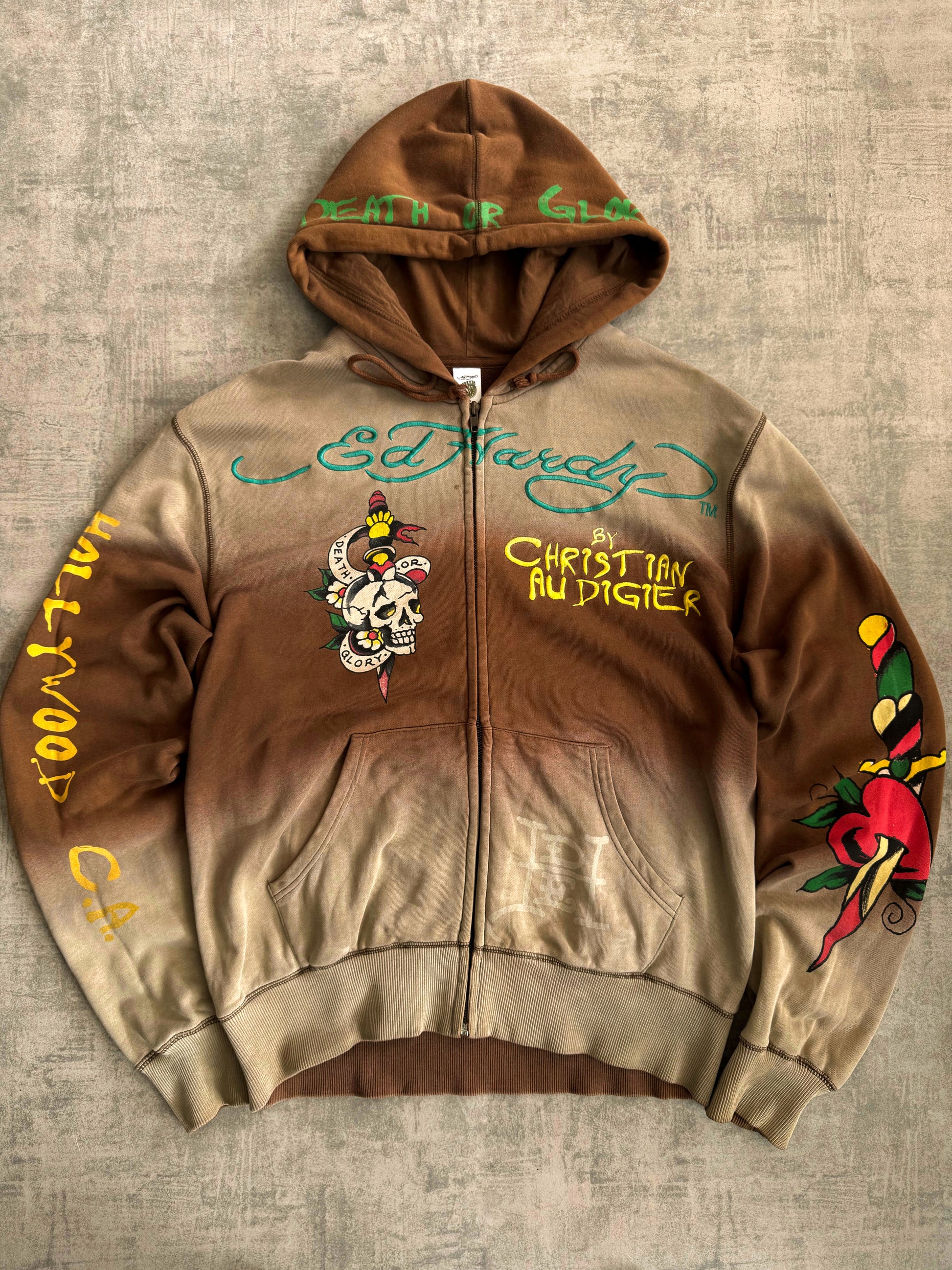 (L) VINTAGE ED HARDY FADED RARE PIECE HOODIE