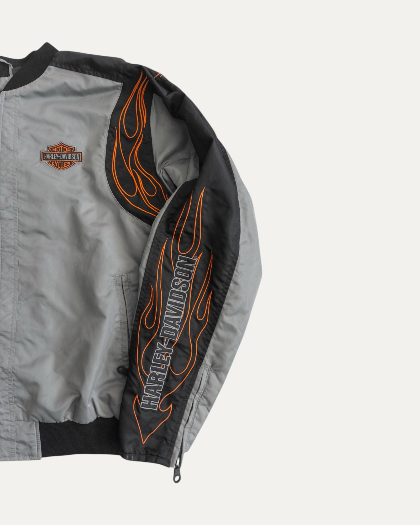 (BOXY L) VINTAGE HARLEY DAVIDSON FLAMES BOMBER JACKET