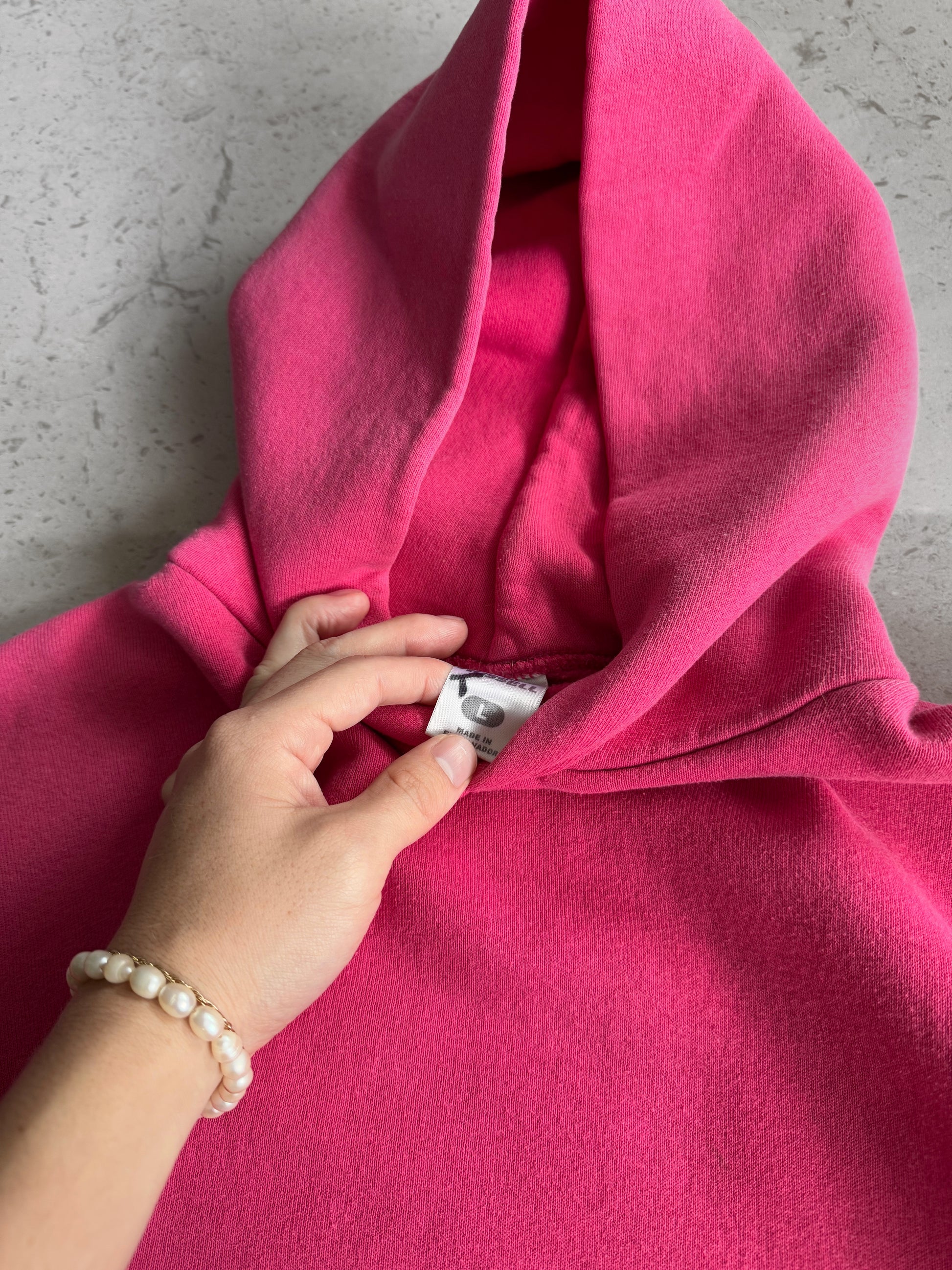 (L) VINTAGE RUSSELL ATHLETIC PINK HOODIE