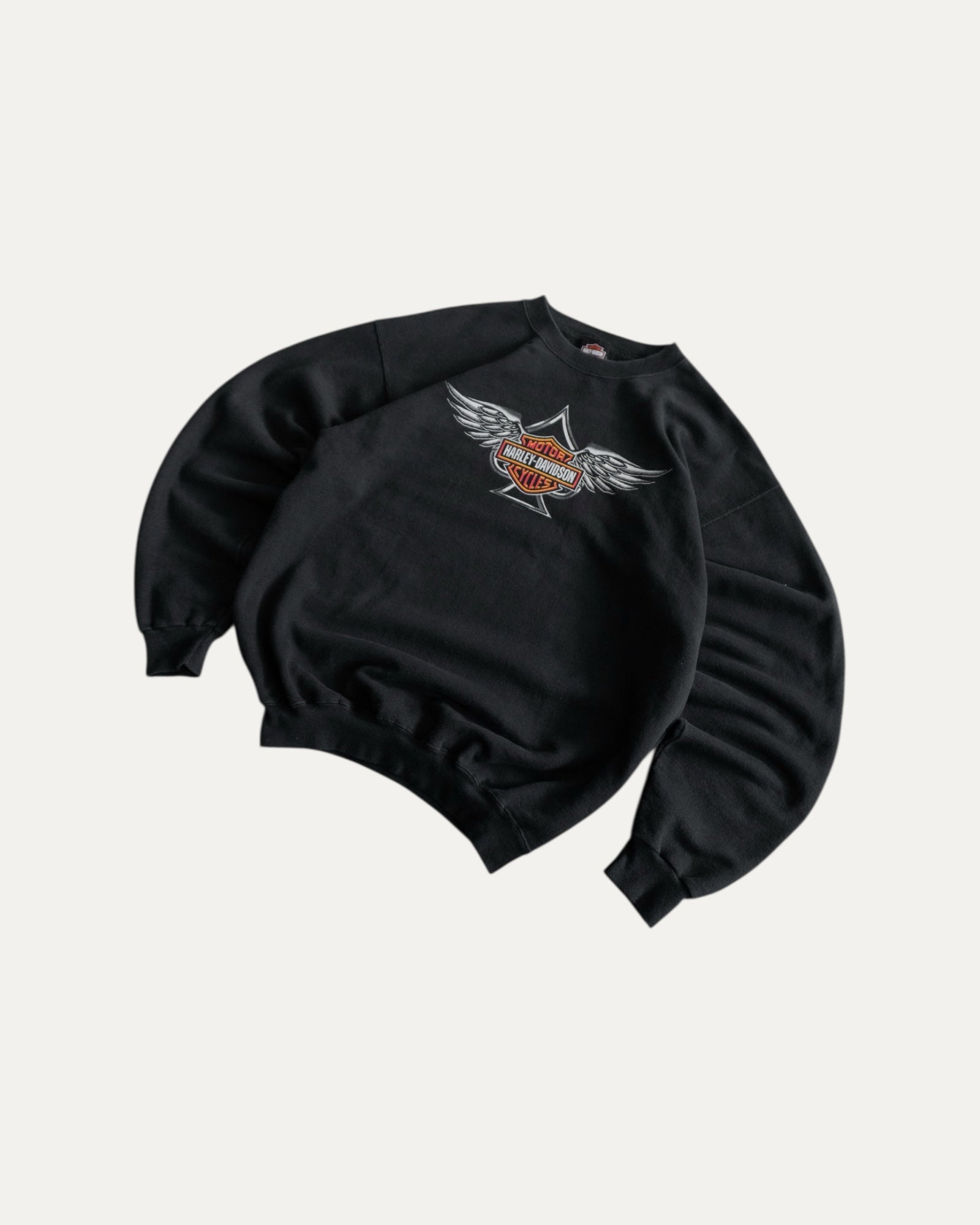 (BOXY M) VINTAGE HARLEY DAVIDSON THUNDER FLAMES CREWNECK