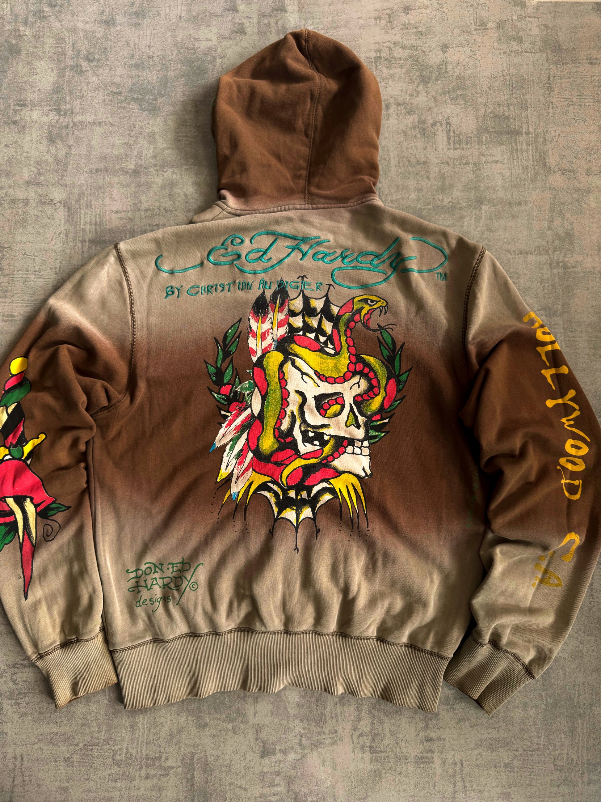 (L) VINTAGE ED HARDY FADED RARE PIECE HOODIE