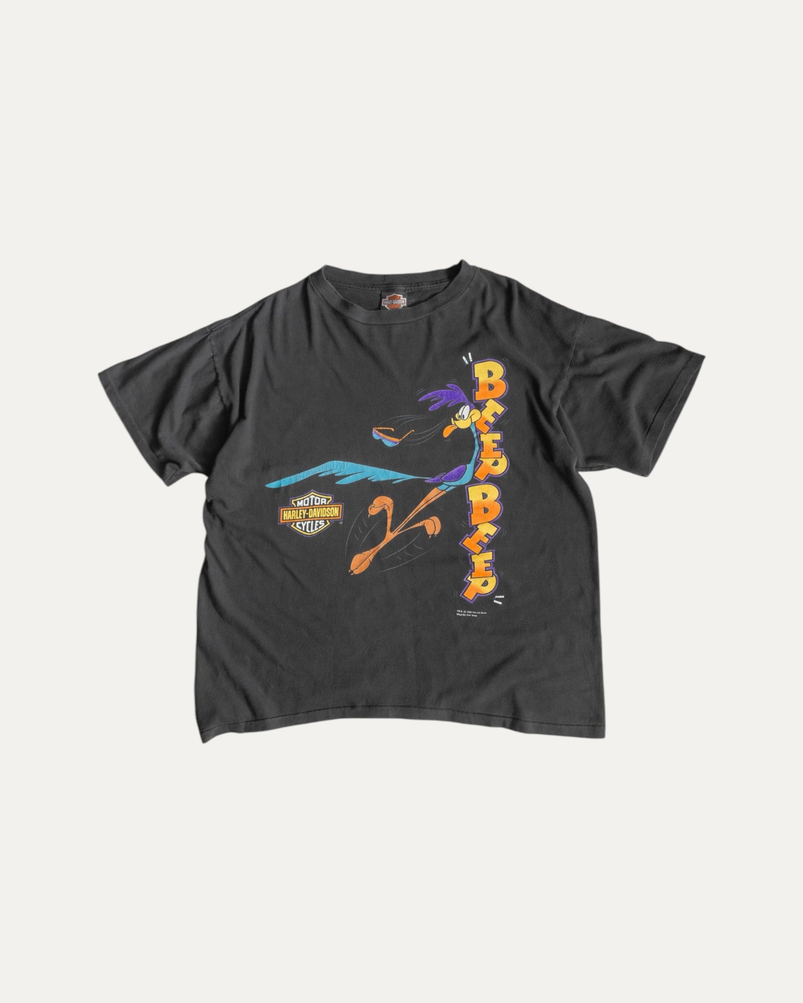 (L) 1993 VINTAGE HARLEY DAVIDSON X WARNER BROS “BEEP BEEP” TEE