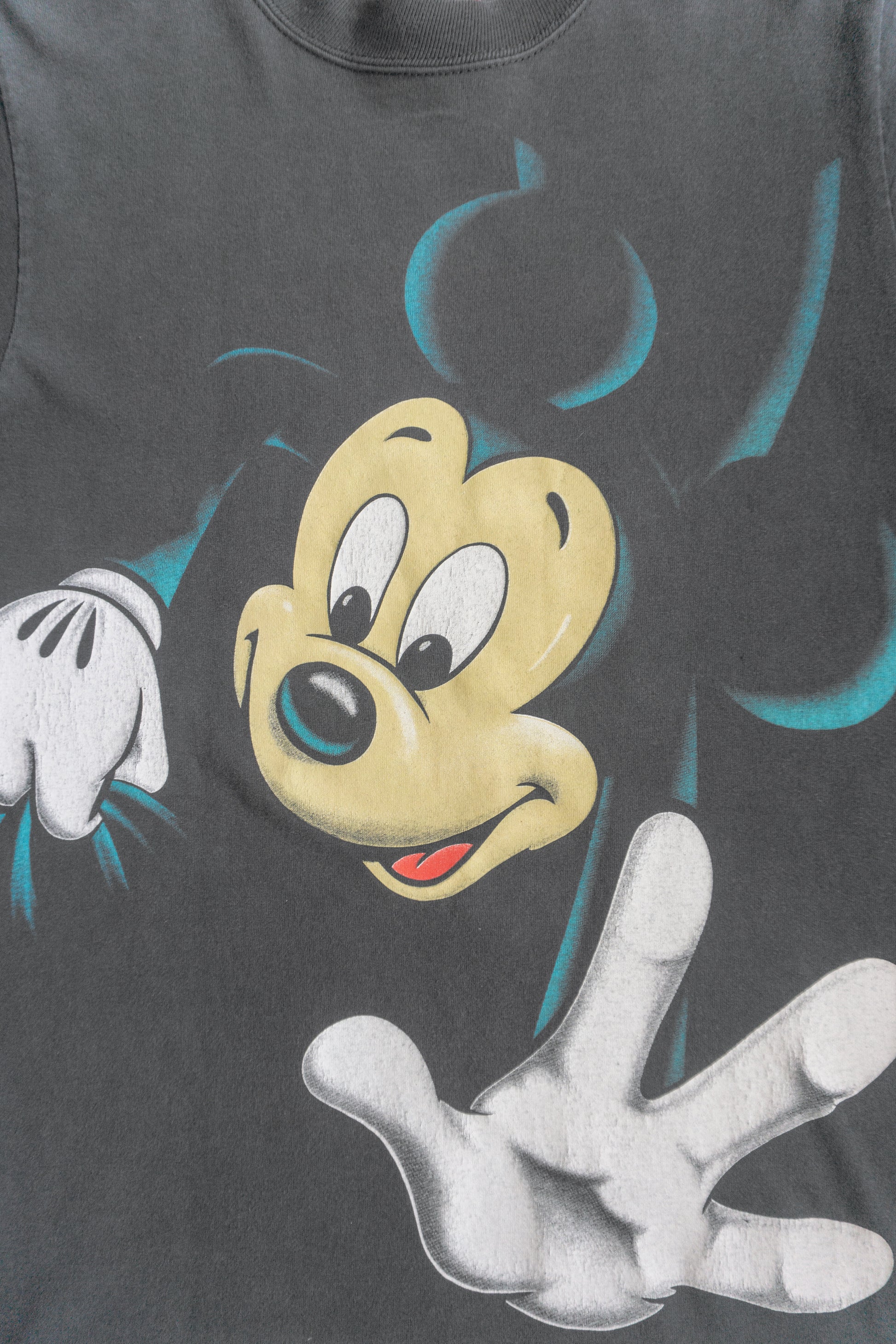 (S-M) 90’S VINTAGE MICKEY MOUSE HEADSTOCK DOUBLE BIG PRINT FADED TEE