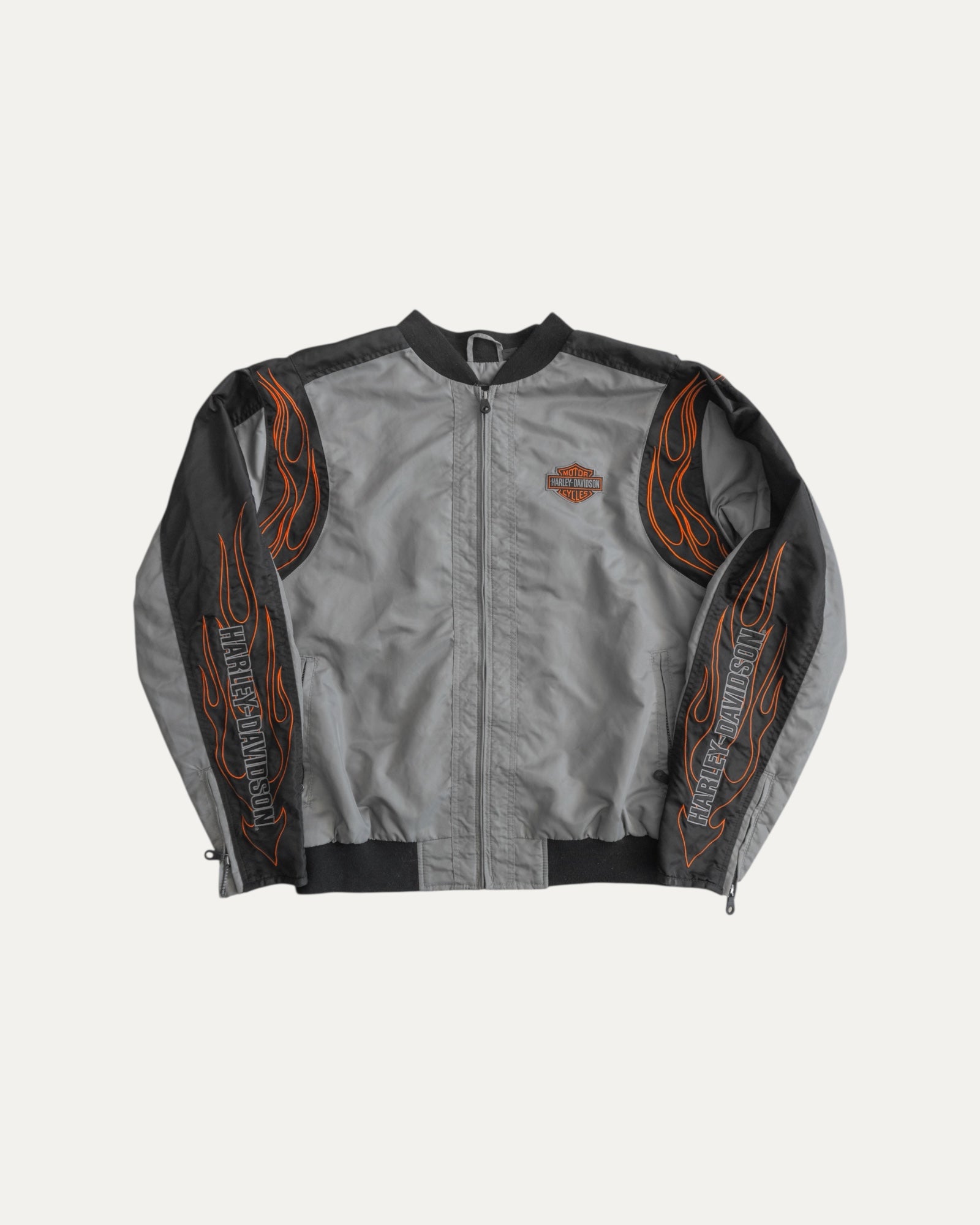 (BOXY L) VINTAGE HARLEY DAVIDSON FLAMES BOMBER JACKET