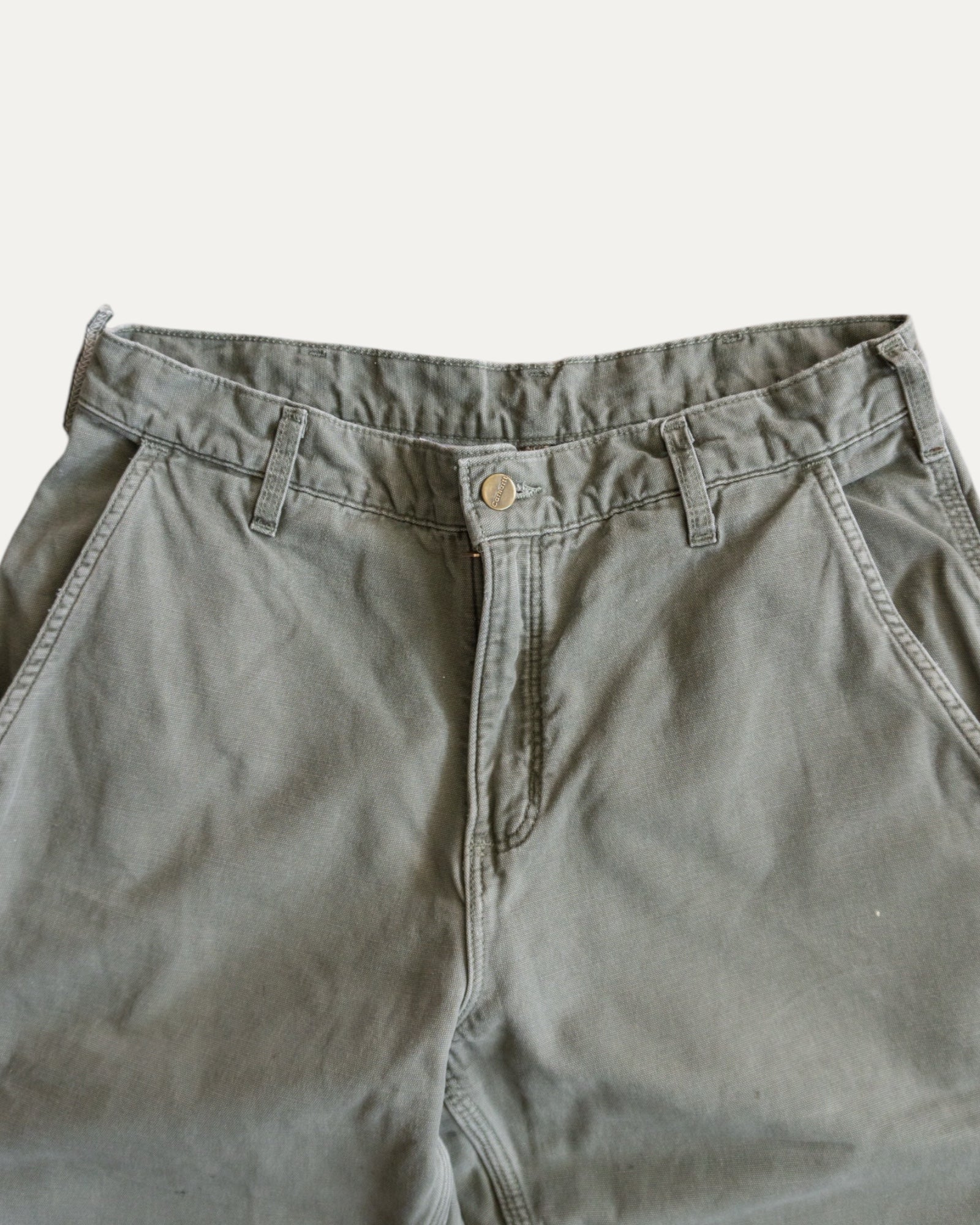 VINTAGE CARHARTT OLIVE GREEN FADED PANTS - 32x30
