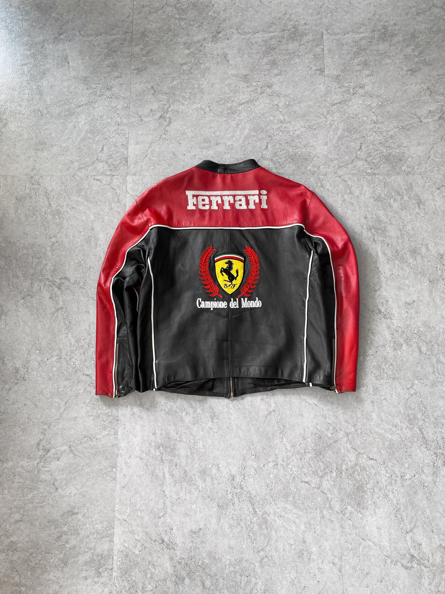 90s Vintage Ferrari Racing Leather Jacket