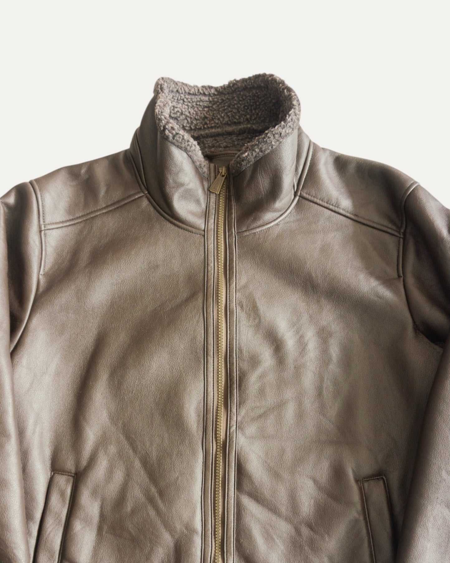 (L) RAINFOREST LEATHER SHERPA JACKET