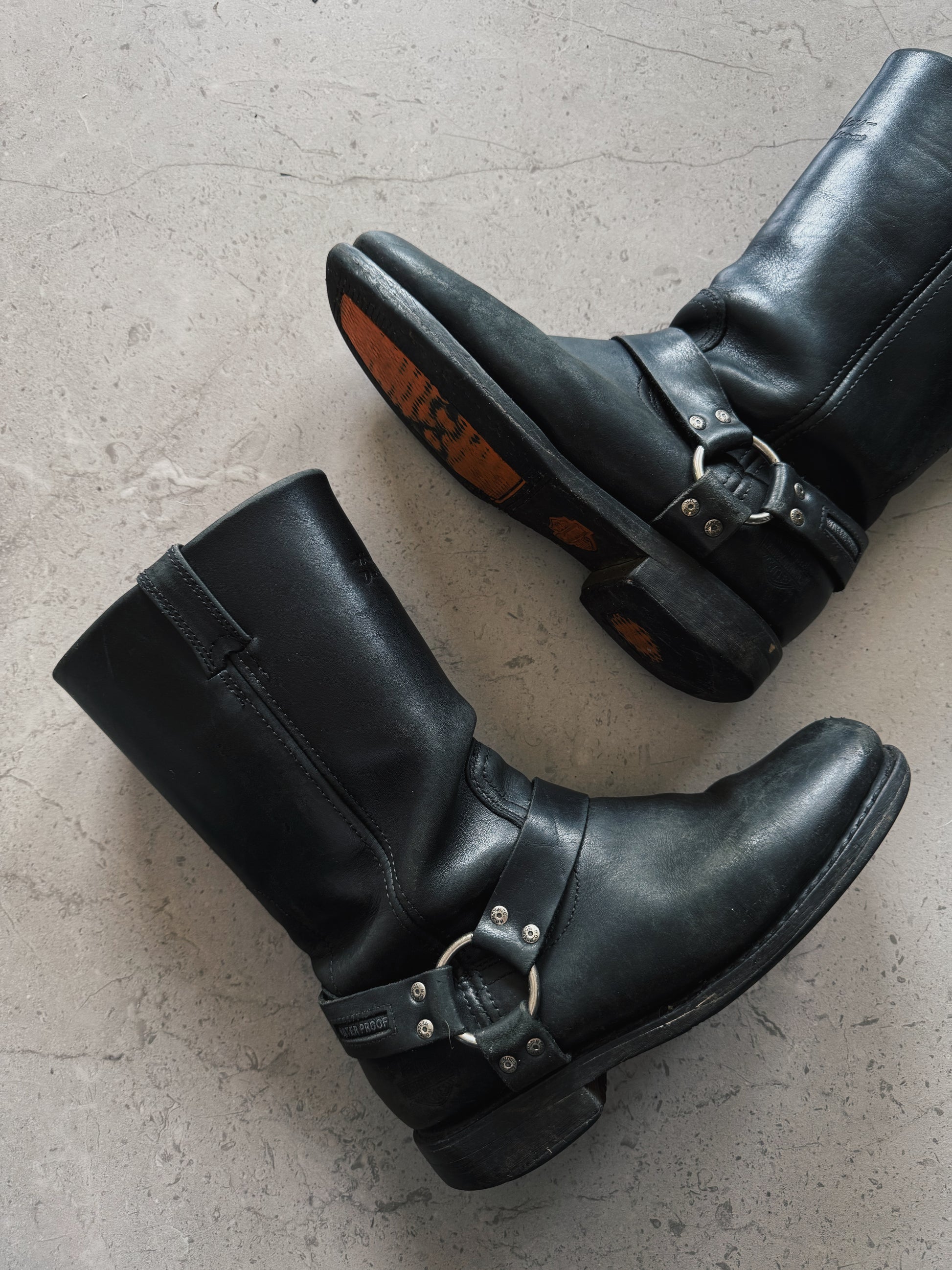 VINTAGE HARLEY DAVIDSON LEATHER BOOTS - 42