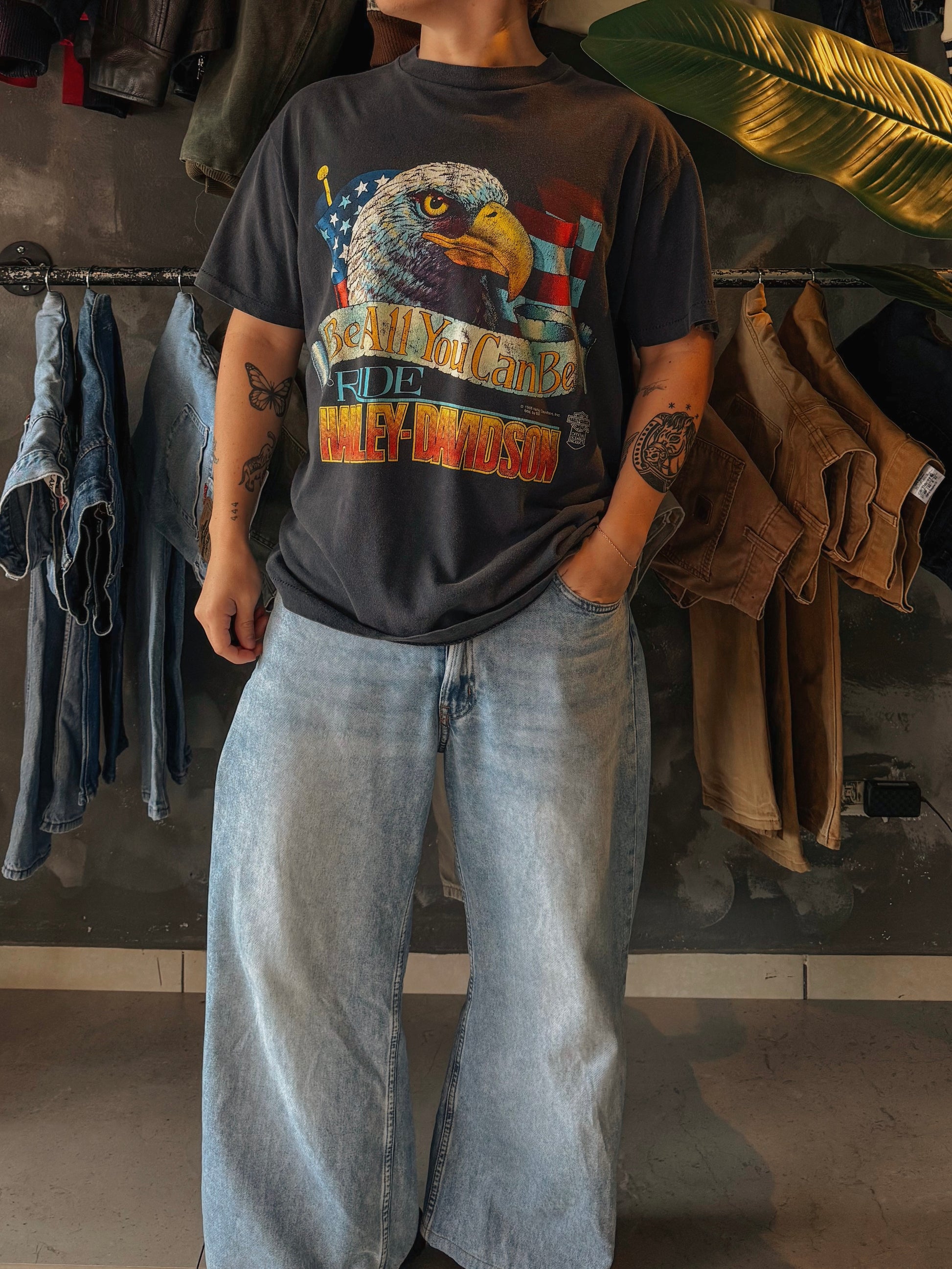 (L) 80’S VINTAGE HARLEY DAVIDSON FREEDOM RIDER TEE