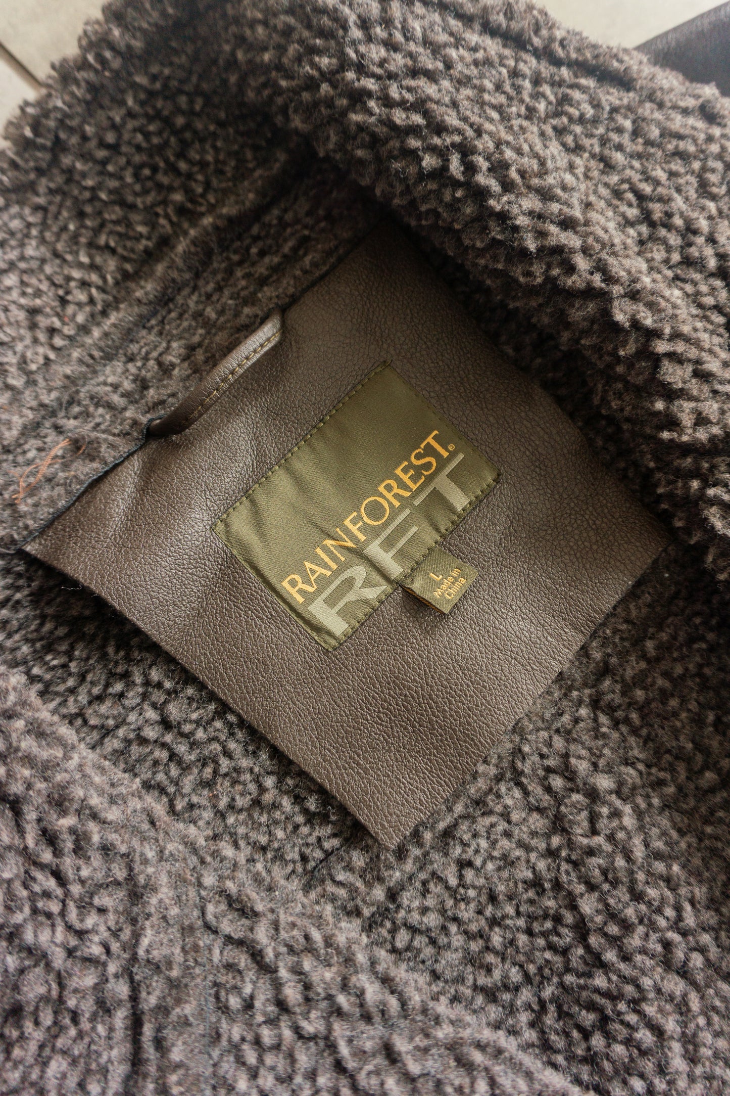 (L) RAINFOREST LEATHER SHERPA JACKET