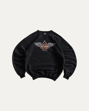 (BOXY M) VINTAGE HARLEY DAVIDSON THUNDER FLAMES CREWNECK