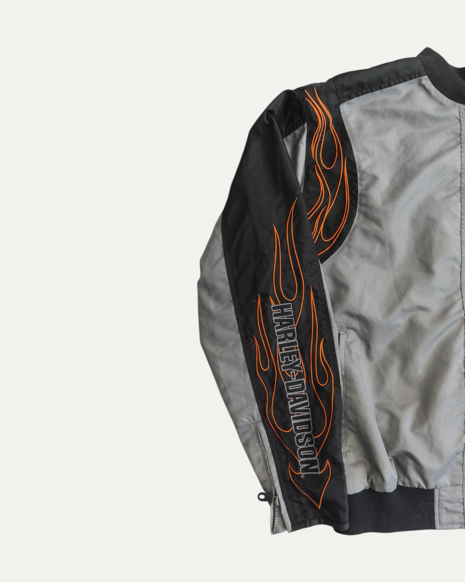 (BOXY L) VINTAGE HARLEY DAVIDSON FLAMES BOMBER JACKET