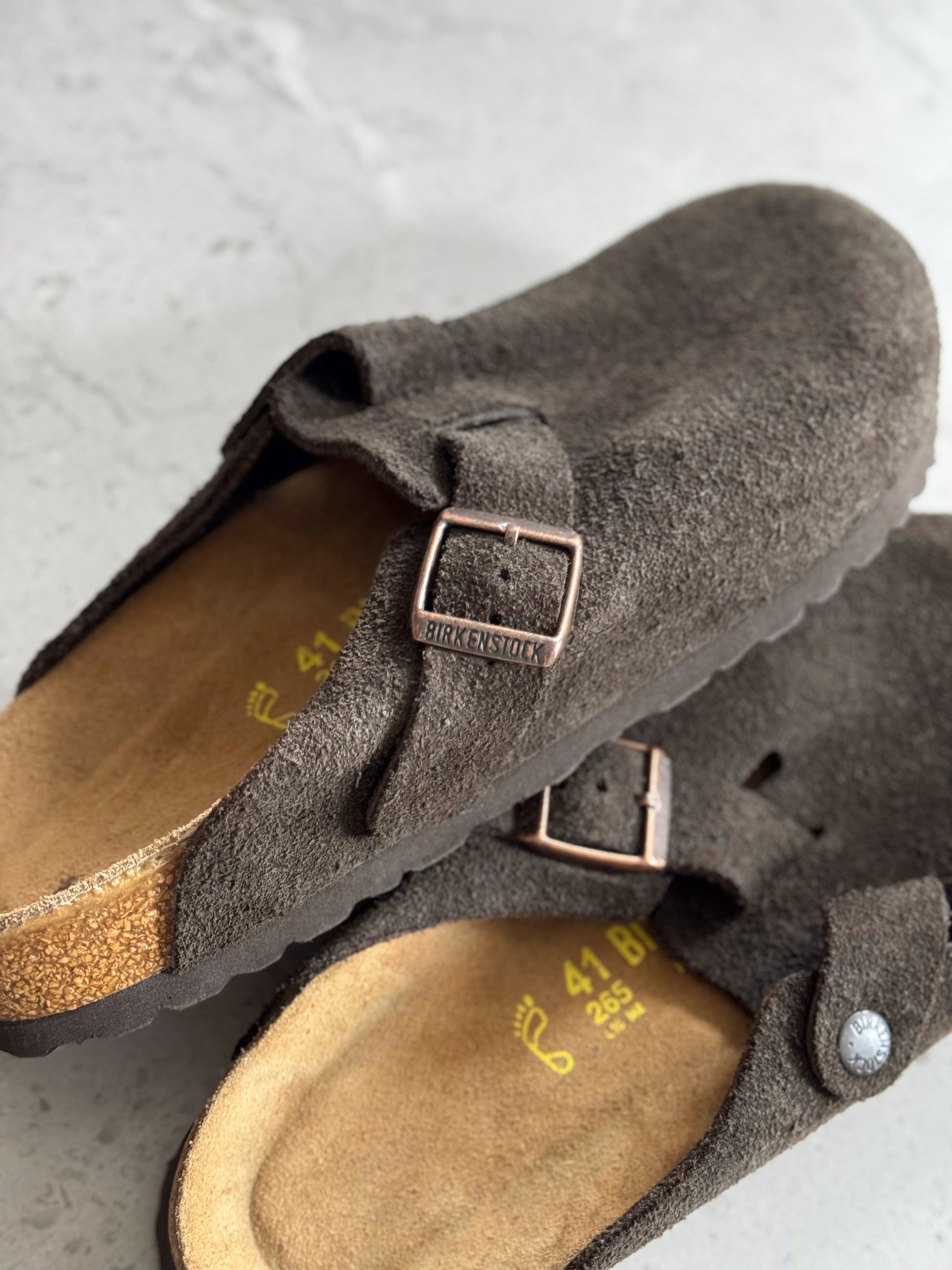 BIRKENSTOCK BOSTON MOCCA SUEDE LEATHER