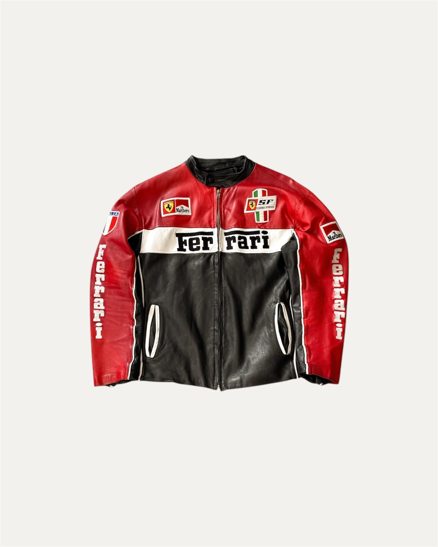 90s Vintage Ferrari Racing Leather Jacket