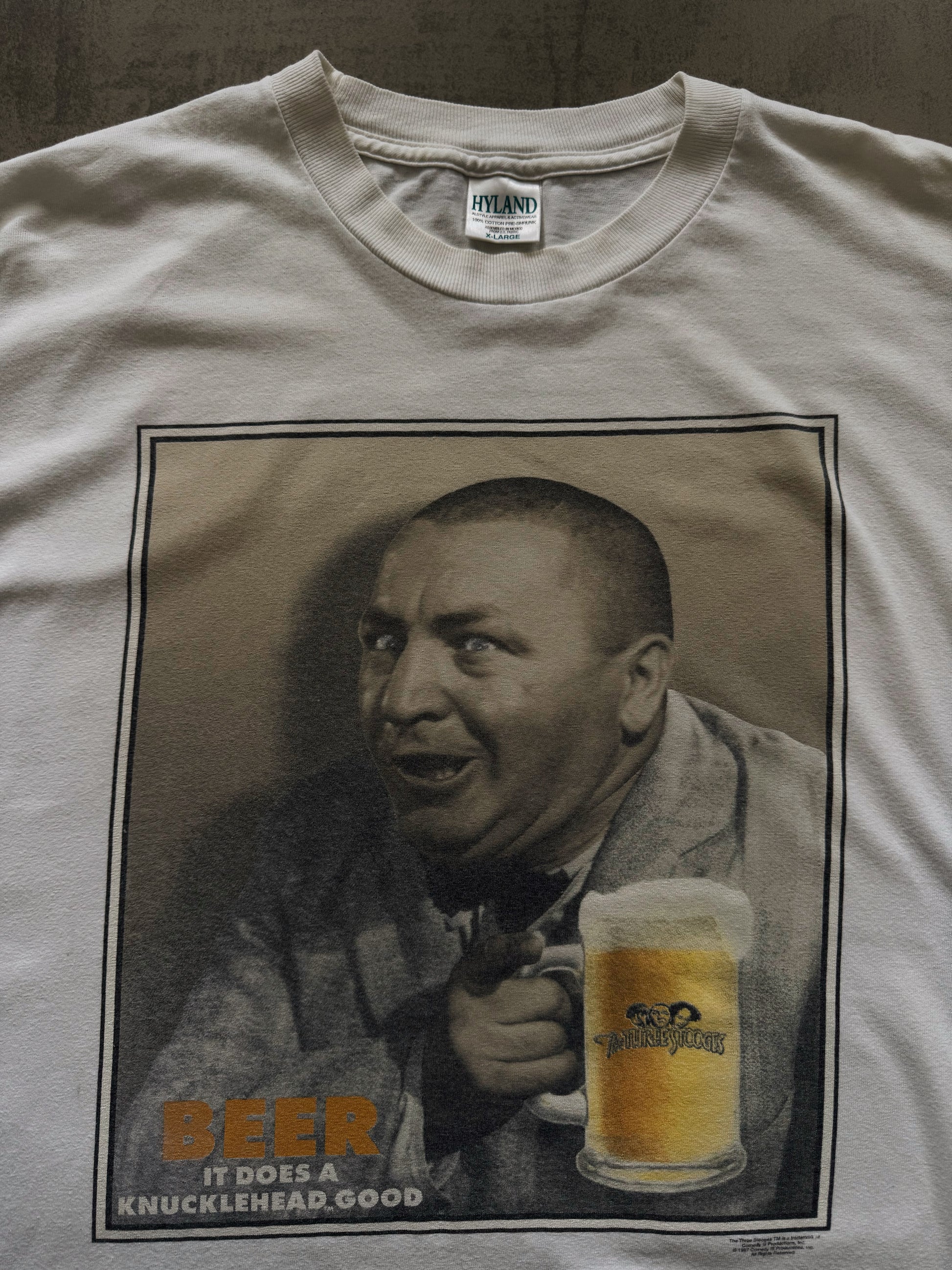 (XL) 1997 VINTAGE THREE STOOGES BEER TEE