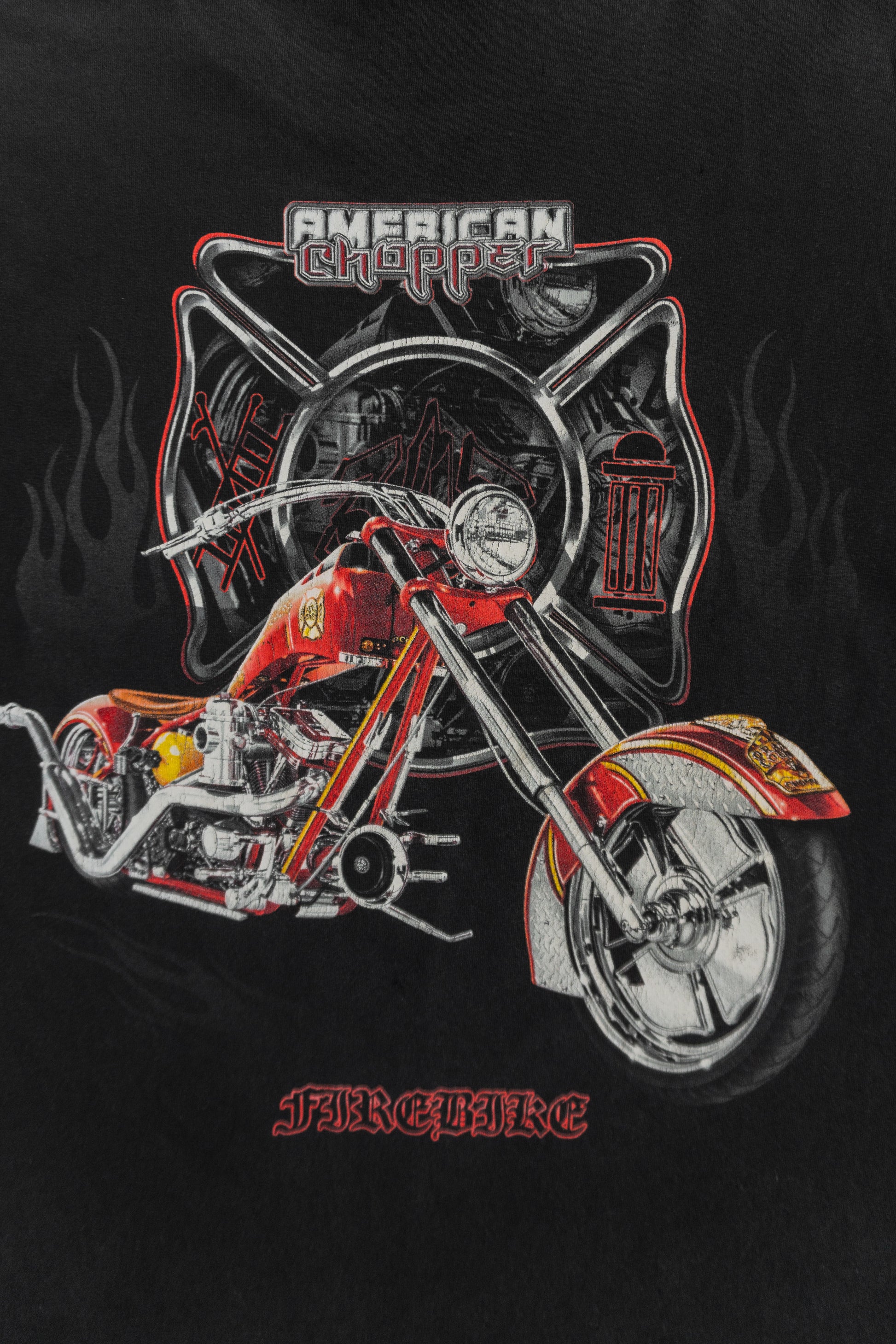 (L) VINTAGE CHOPPER FIREBIKE FADED TEE