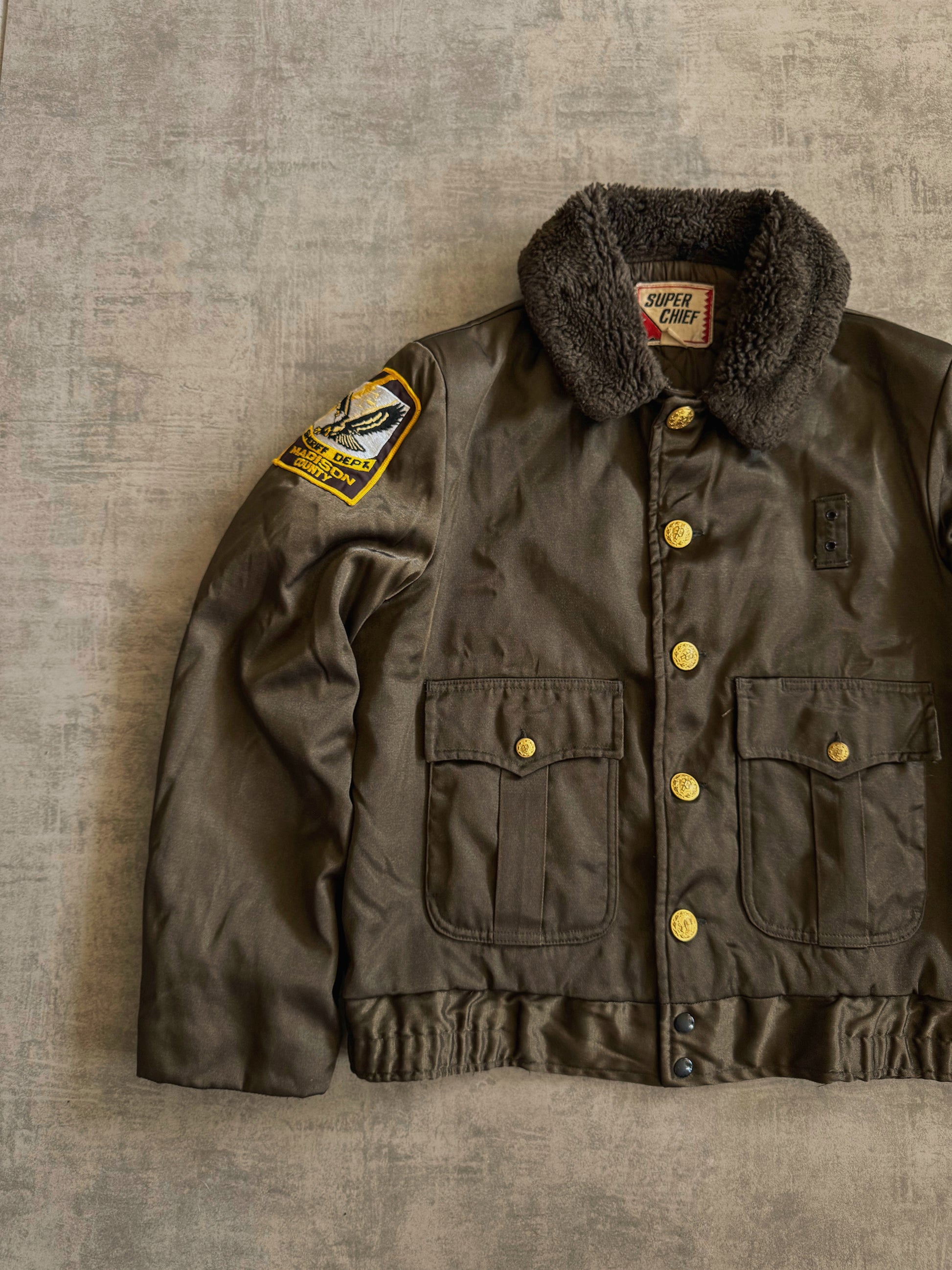 (M) 1960’S VINTAGE SÚPER CHIEF POLICE BOMBER AVIATION JACKET