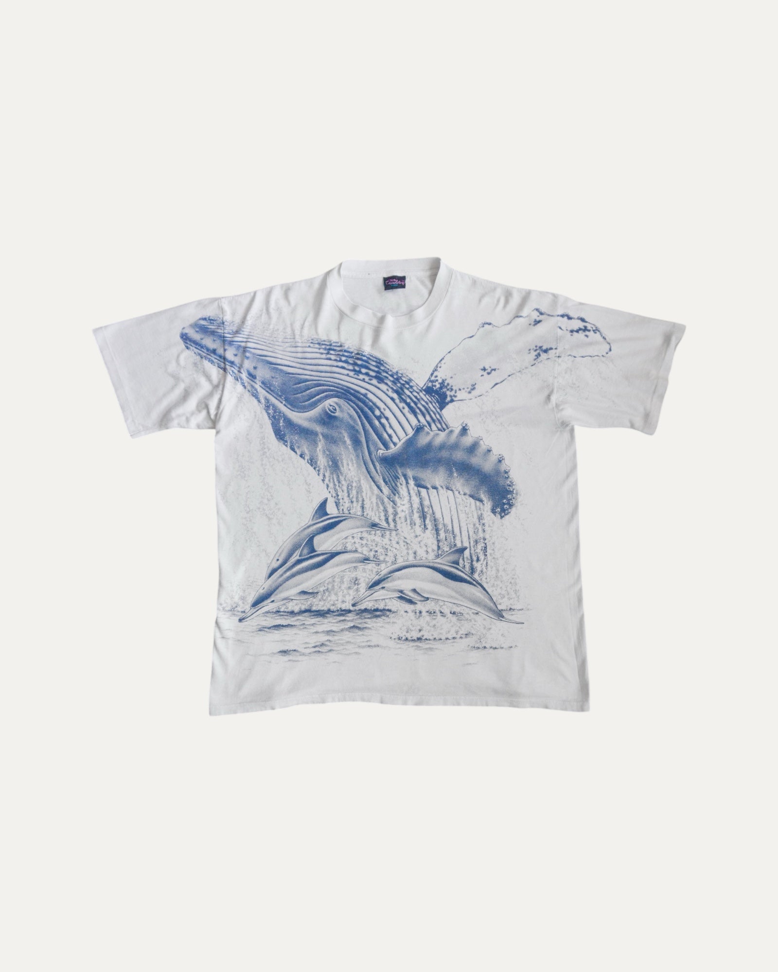 (XL) 90’S VINTAGE DIRTY LAUNDRY WHALE DOLPHINS ALL OVER PRINT TEE