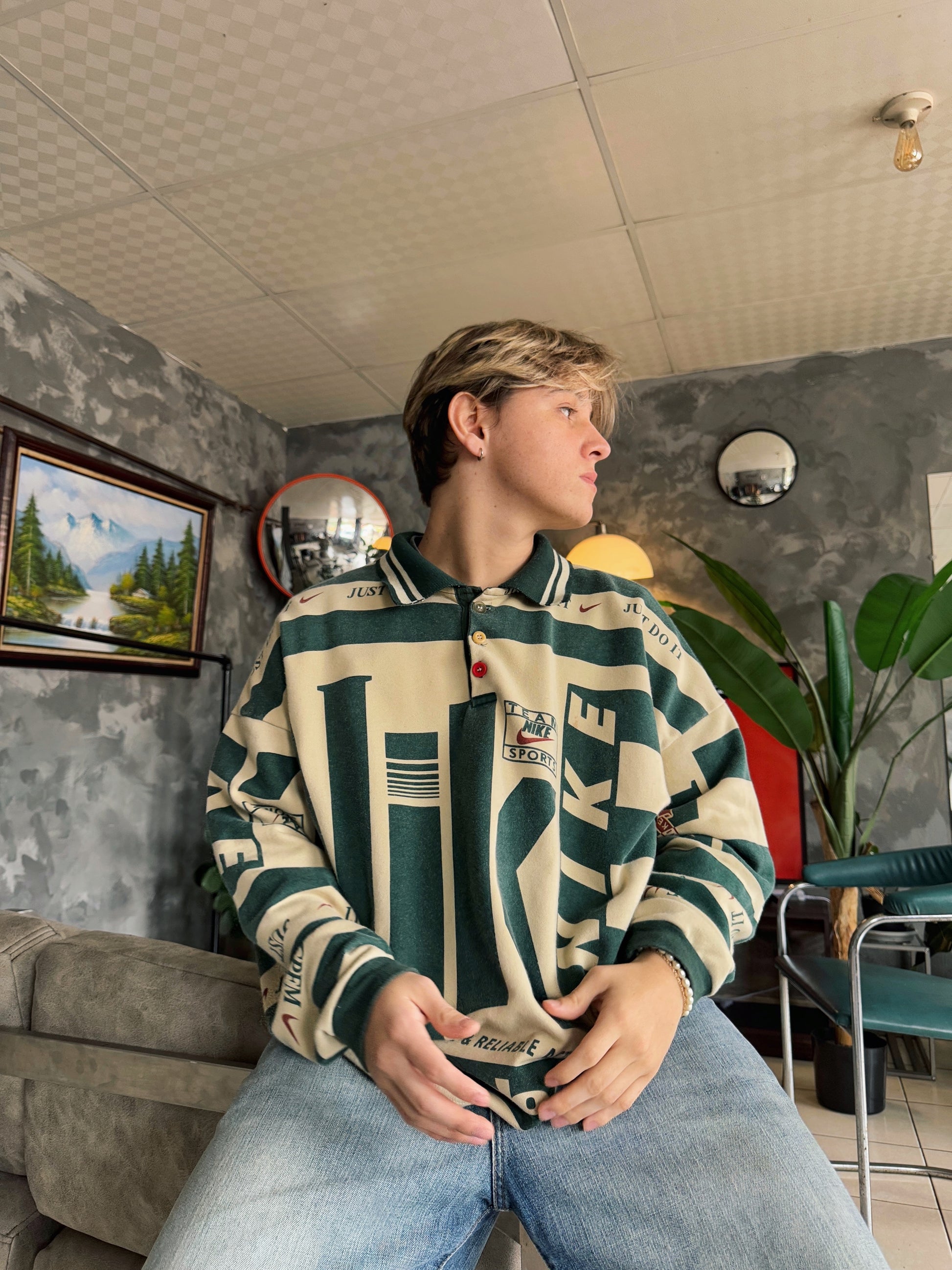 (M) NIKE X CACTUS PLANT FLEA MARKET LONG SLEEVE POLO