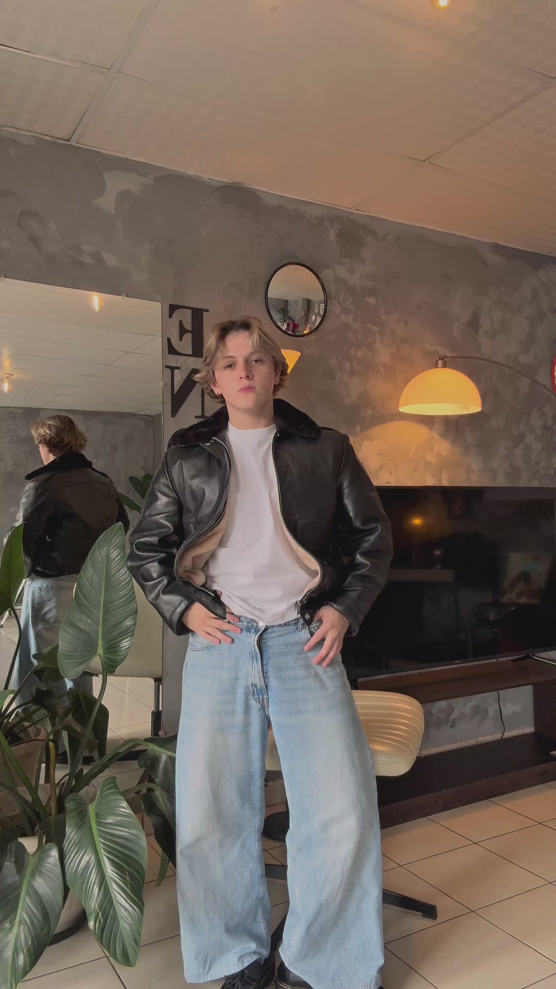 (M) VINTAGE GENUINE LEATHER PILOT JACKET
