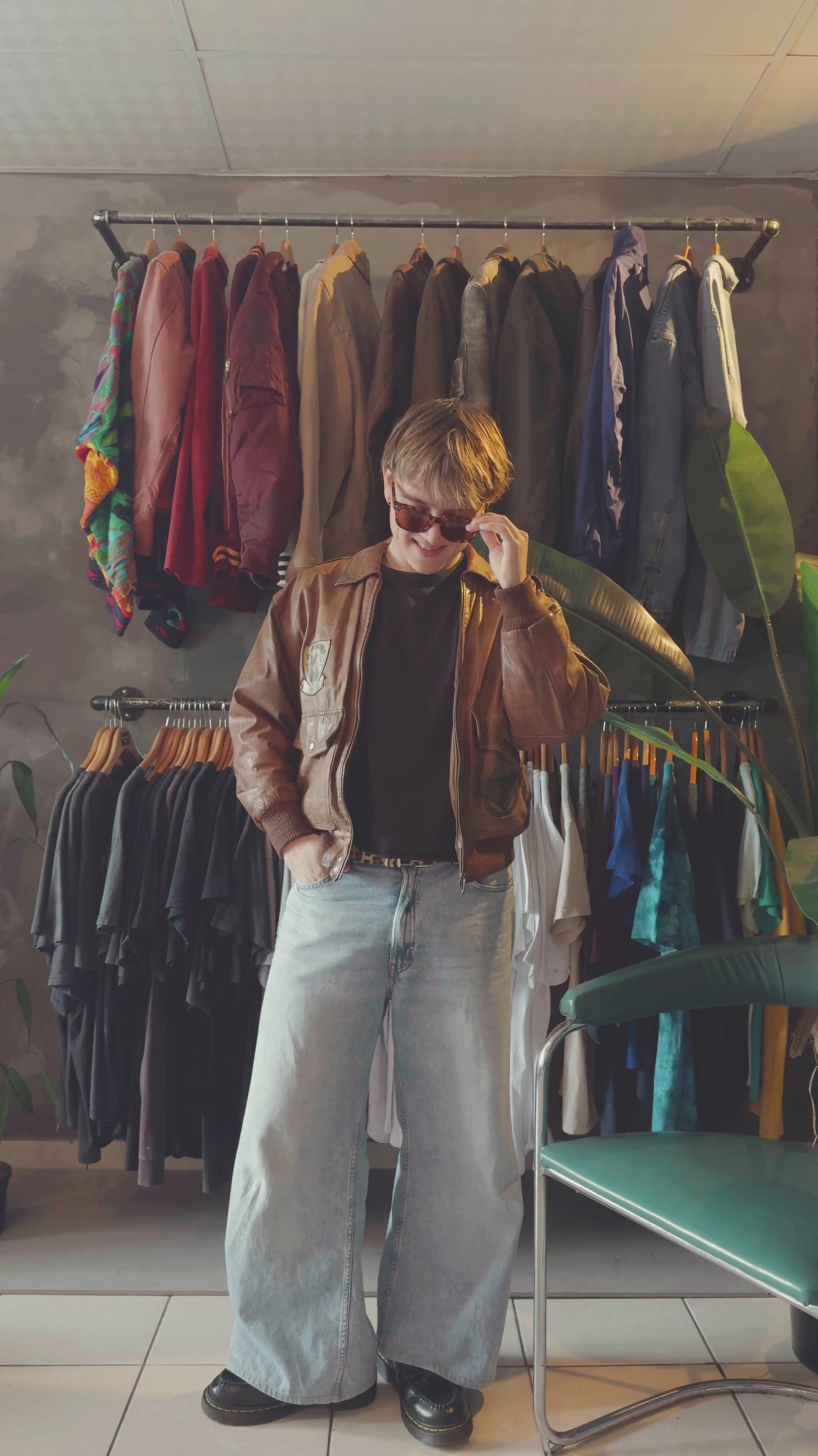 (M) 90’S VINTAGE PILOT LEATHER BOMBER JACKET