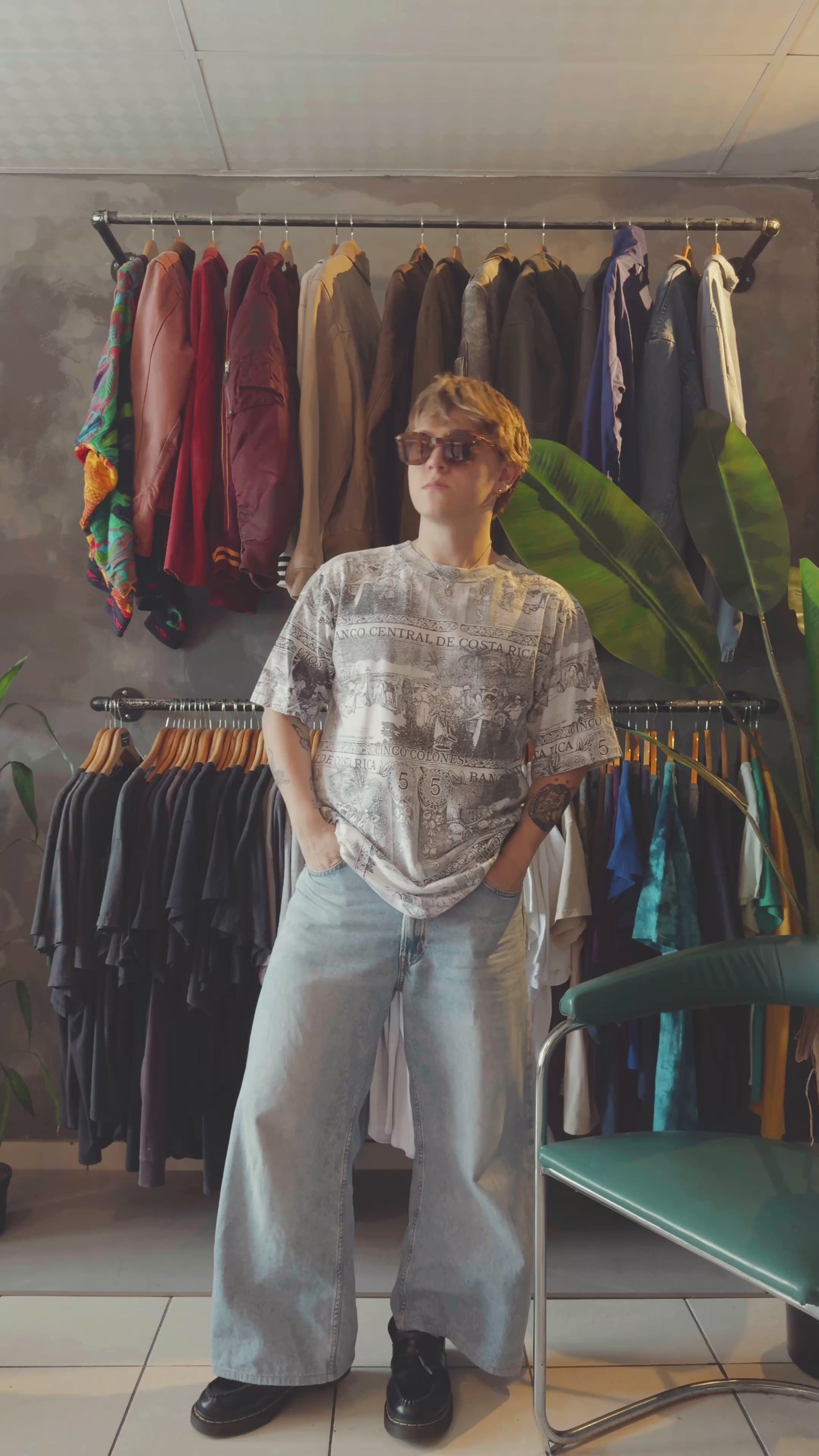 (BOXY L) 90’S VINTAGE COSTA RICA ALL OVER PRINT