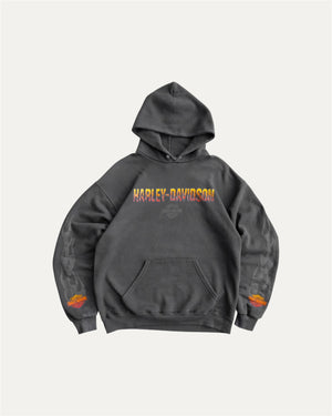 (M) VINTAGE HARLEY DAVIDSON FADED FLAMES HOODIE