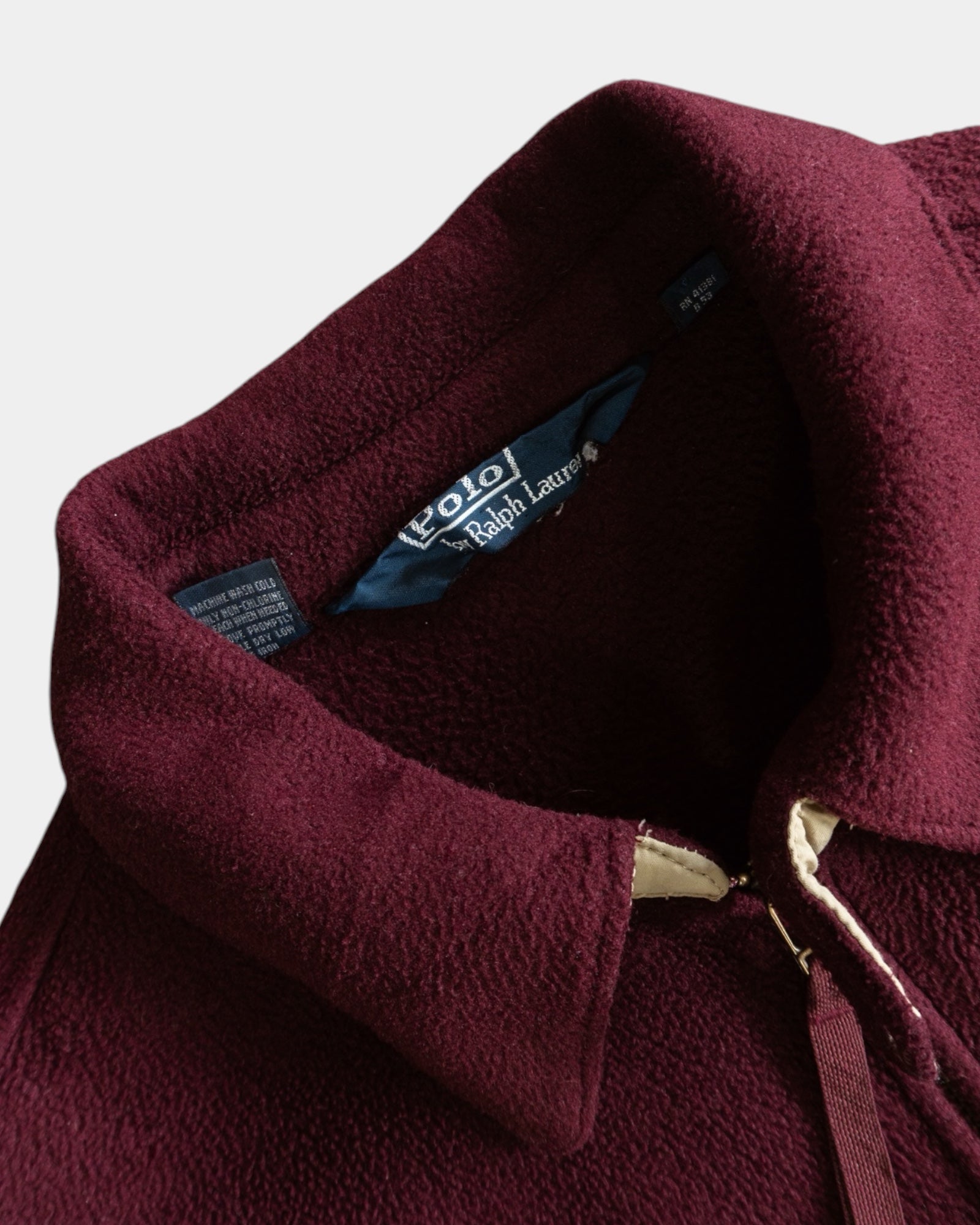 (FIT L/XL) POLO RALPH LAUREN WINE FLEECE JACKET