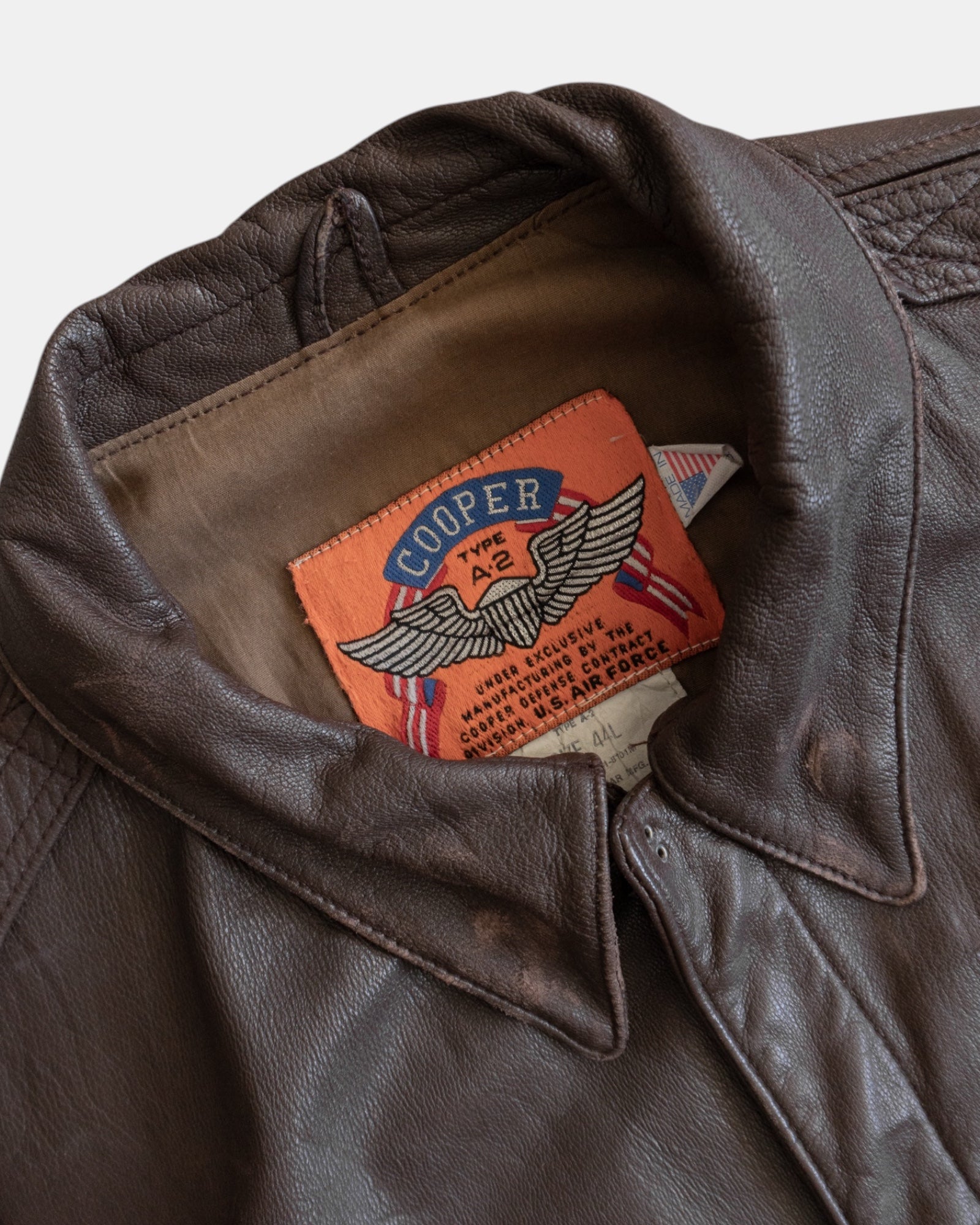 (L) 90’S VINTAGE COOPER TYPE A-2 LEATHER SMOKE JACKET