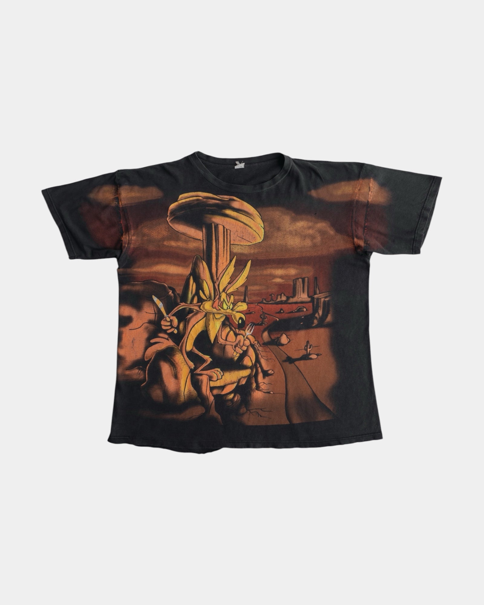 (XL) VINTAGE WILE E COYOTE & ROAD RUNNER WARNERBROS SHADOW AOP TEE