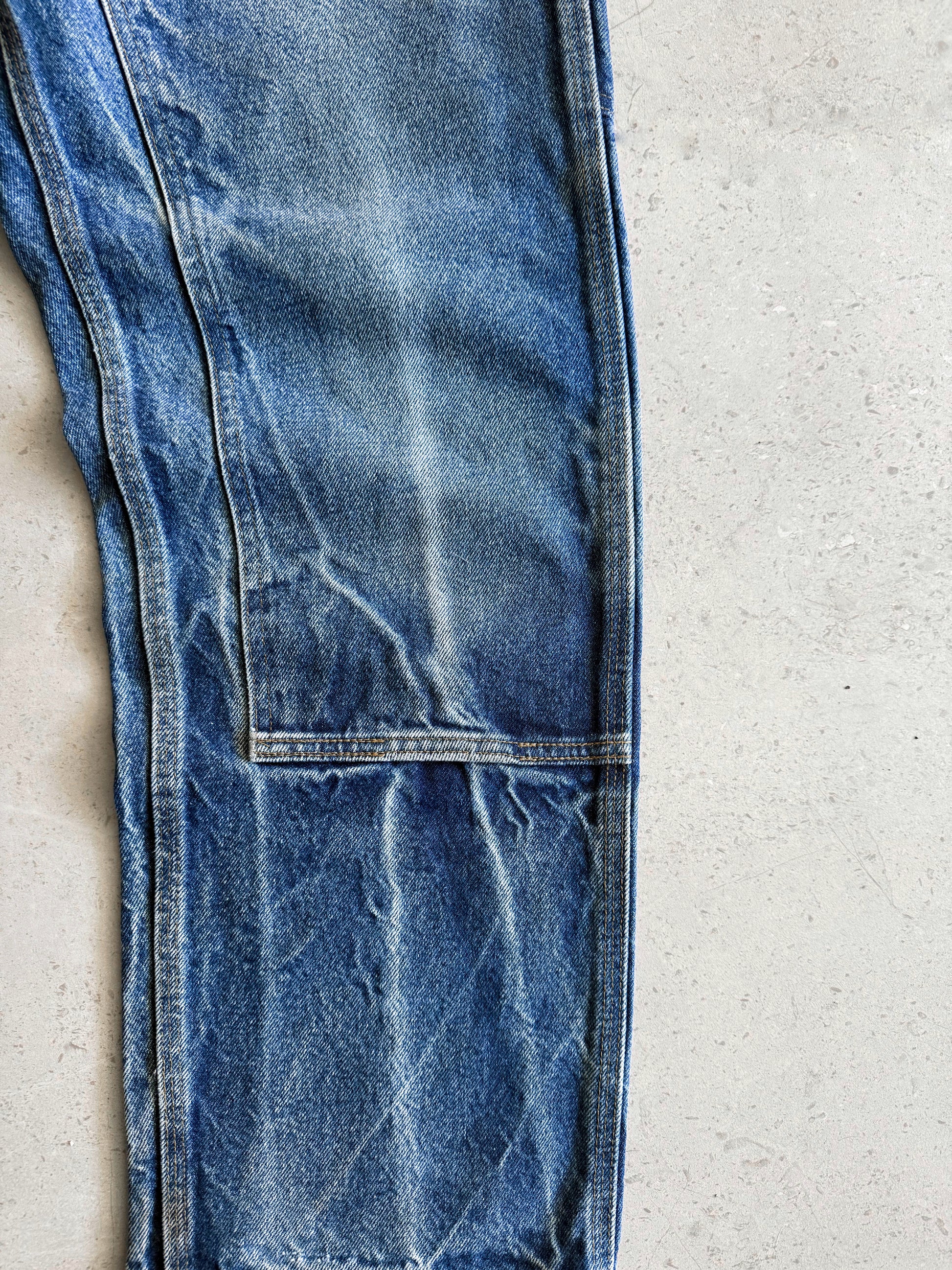 VINTAGE CARHARTT FADED BLUE DENIM DOUBLE KNEE PANTS - 34x30