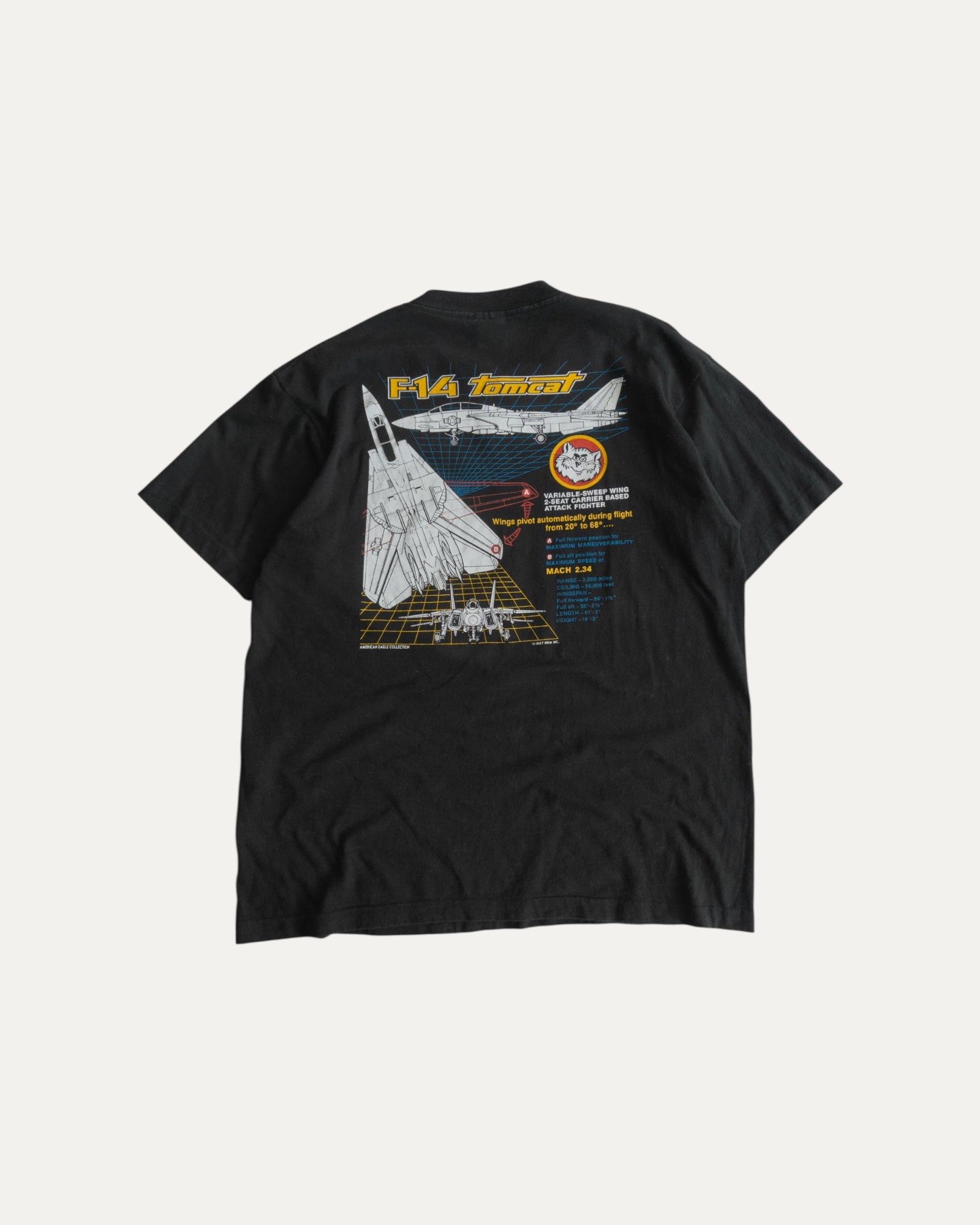 (L/XL) 80’S VINTAGE RARE TOPGUN TOM CAT F-14 TEE
