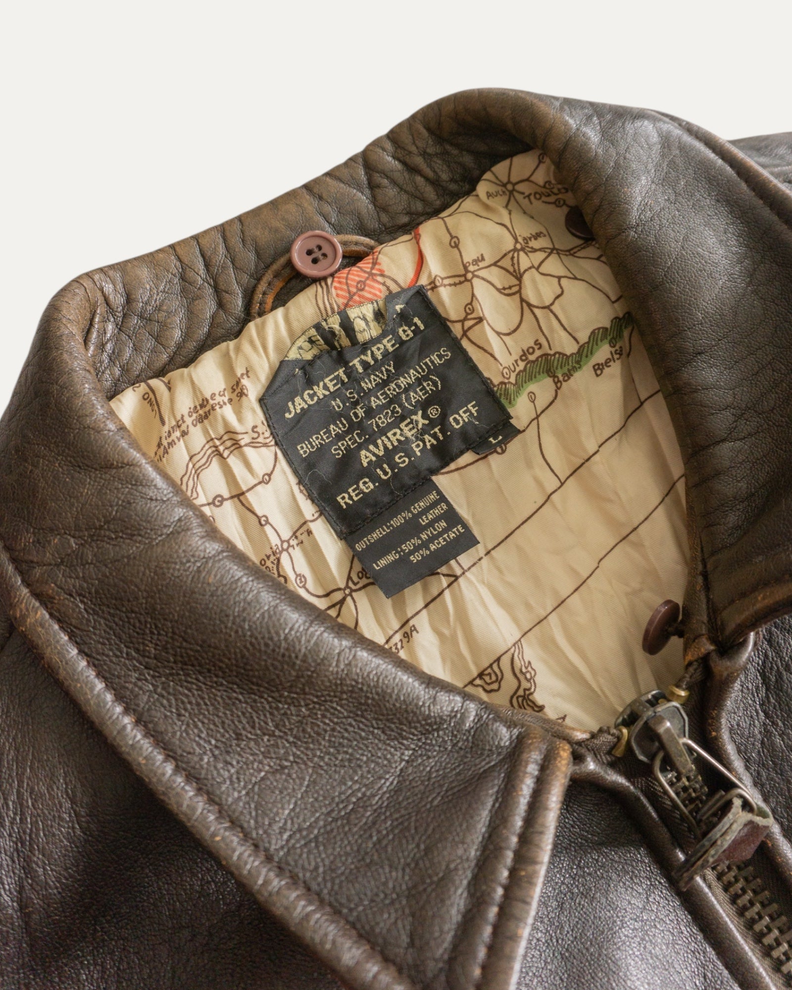 (L) RARE VINTAGE AVIREX LEATHER TYPE G-1 TOP GUN JACKET