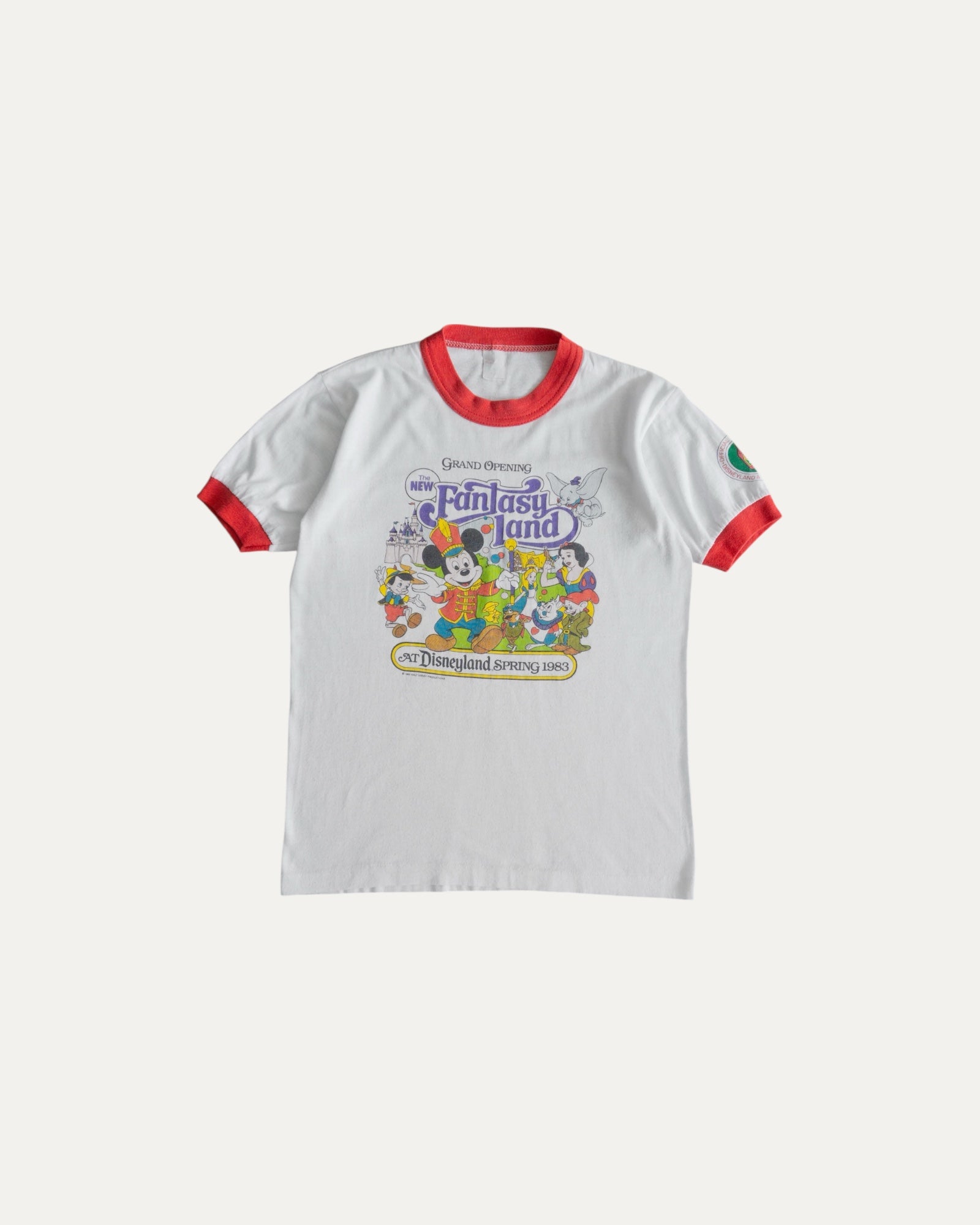 (S) 80’S VINTAGE DISNEYLAND FANTASYLAND GRAND OPENING RINGER TEE