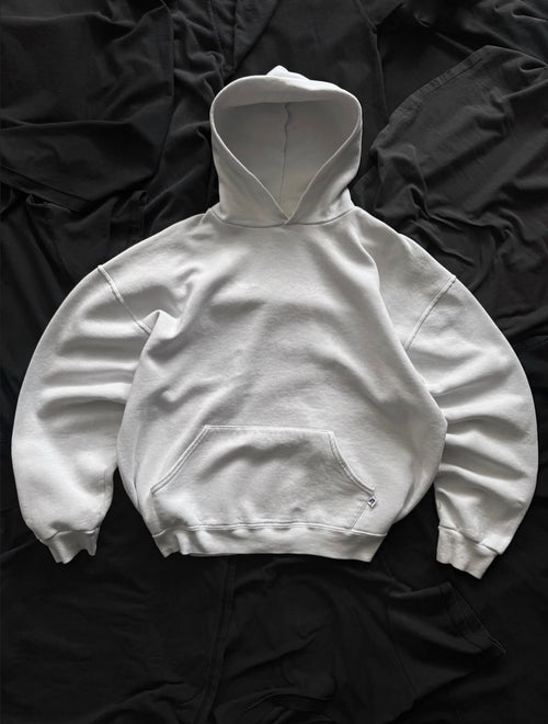 (BOXY L) 90’S VINTAGE RUSSELL MADE IN USA WHITE HOODIE